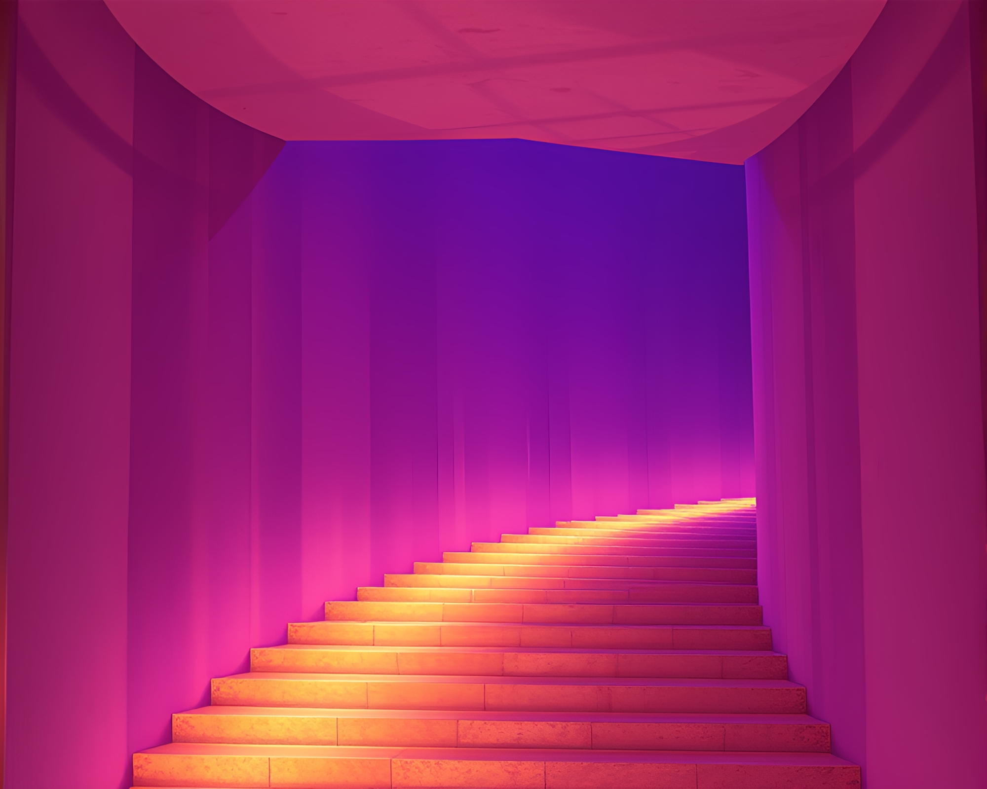 Twilight Staircase with Car Light Trails – free AI stock image