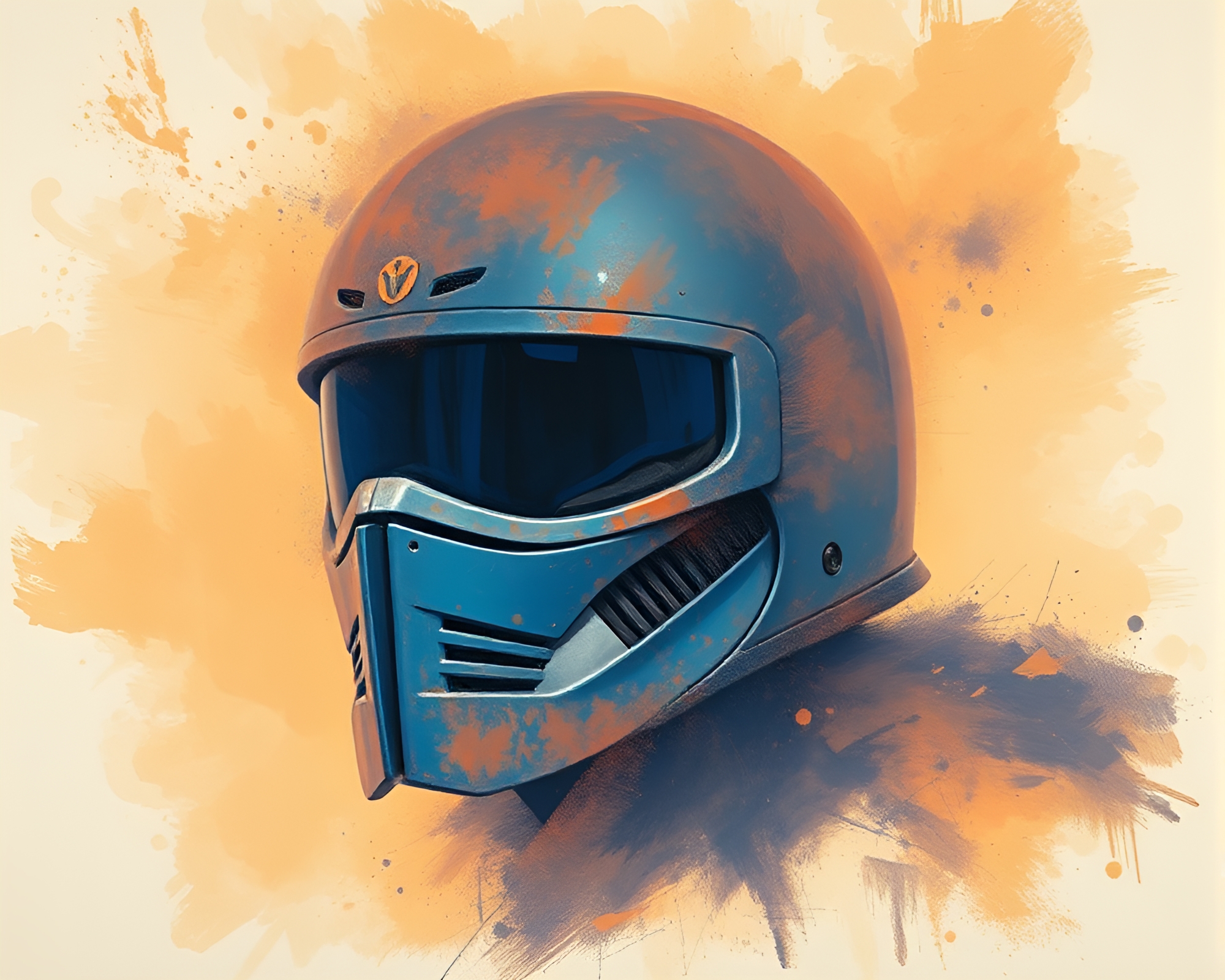 Sapphire-Dusted Helmet Underpainting – free AI stock image