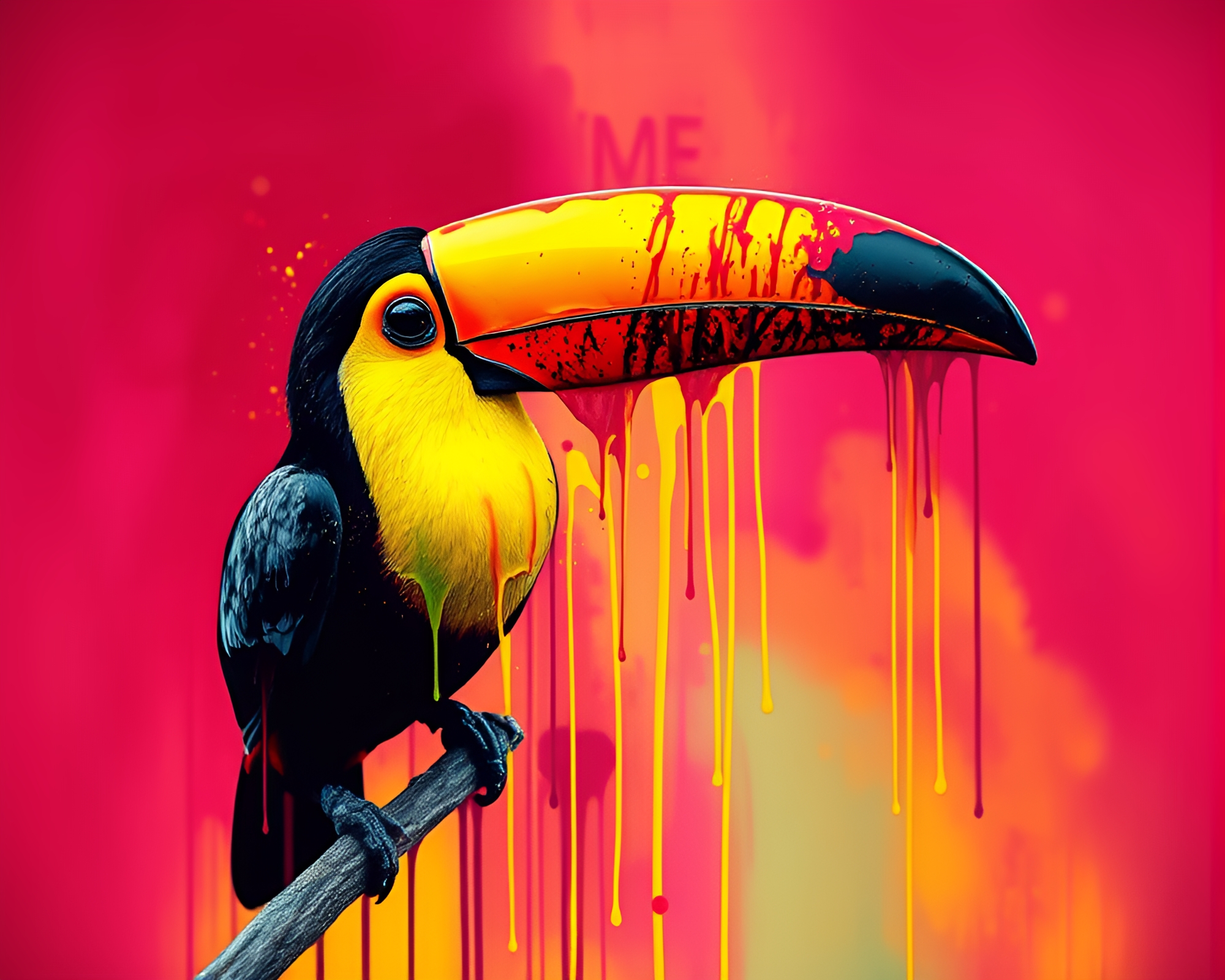 Vibrant Toucan Drenched in Spray Paint Drips – free AI stock image
