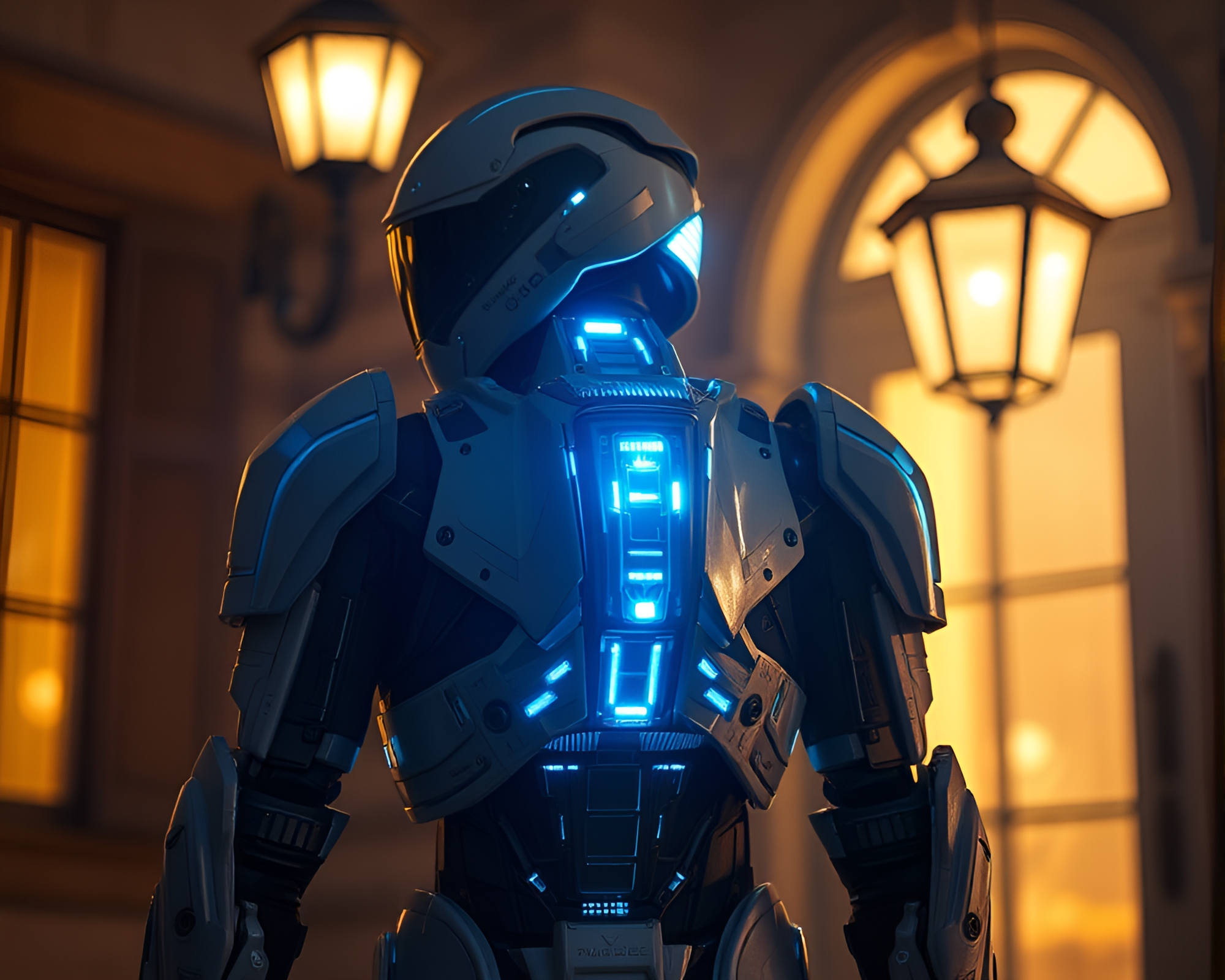Futuristic Exoskeleton Suit Macro Details Blueprint Design – free AI stock image