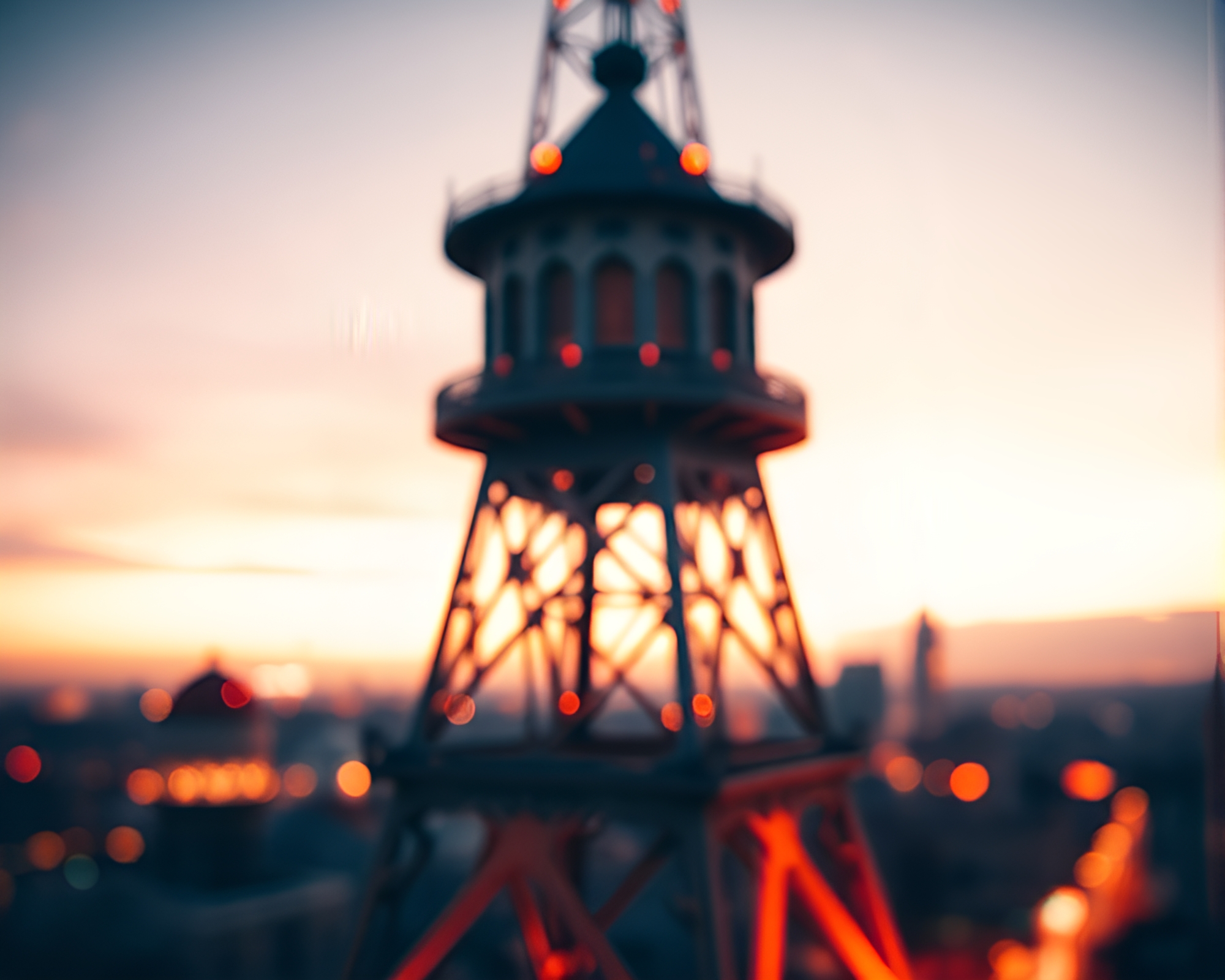 Luminous Tower Amid Retro Bokeh Fractals – free AI stock image