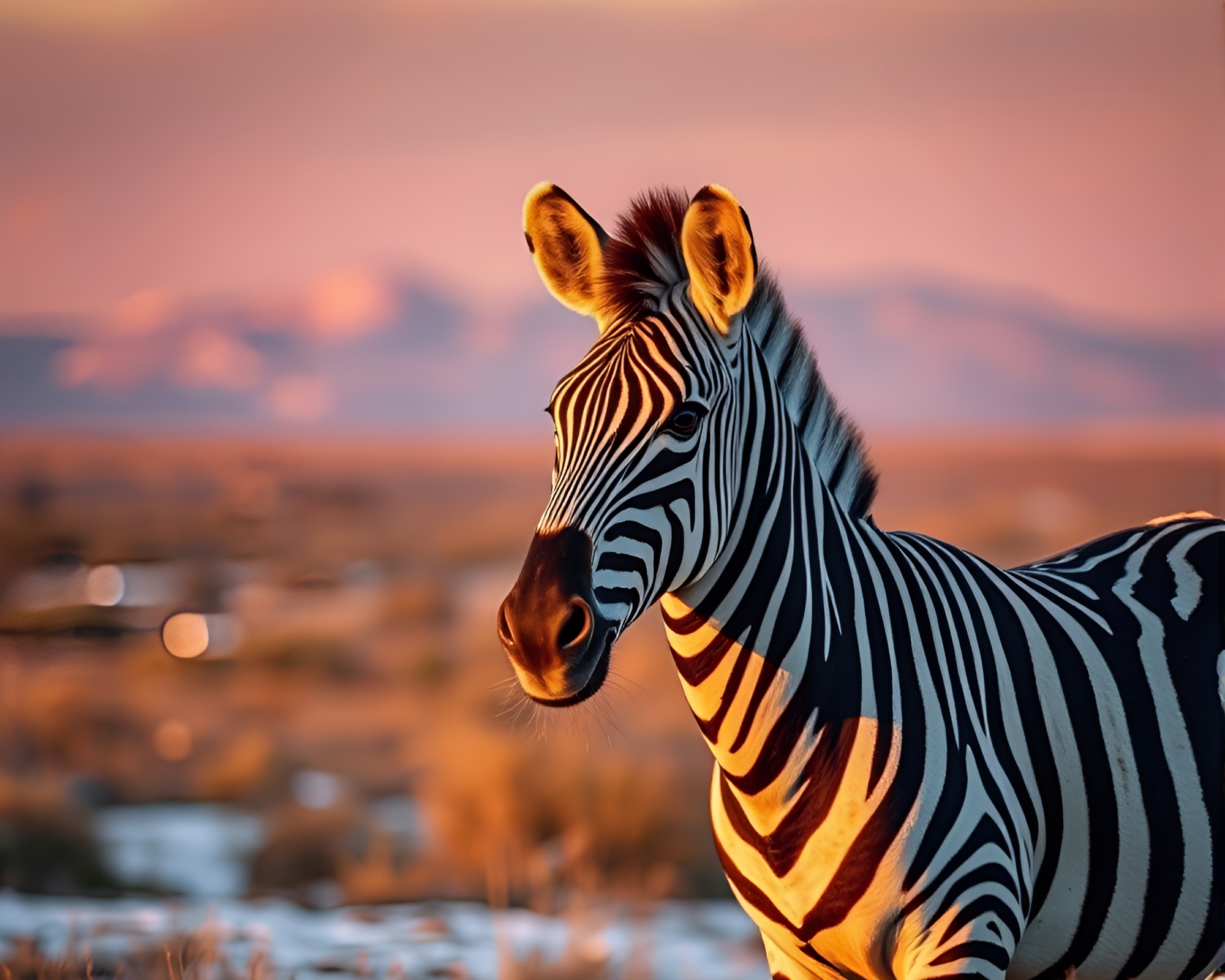 Zebra in Polar Twilight under Golden Hour Lighting – free AI stock image