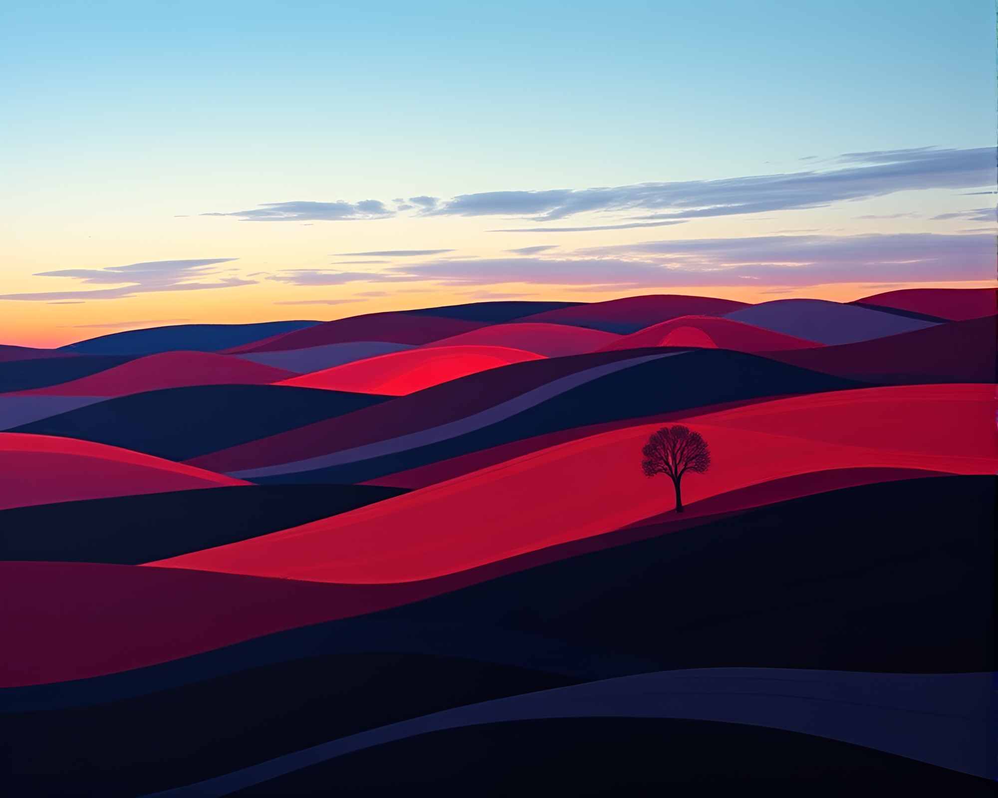 Minimalist Twilight Tessellation: Color Field Escher Dream – free AI stock image