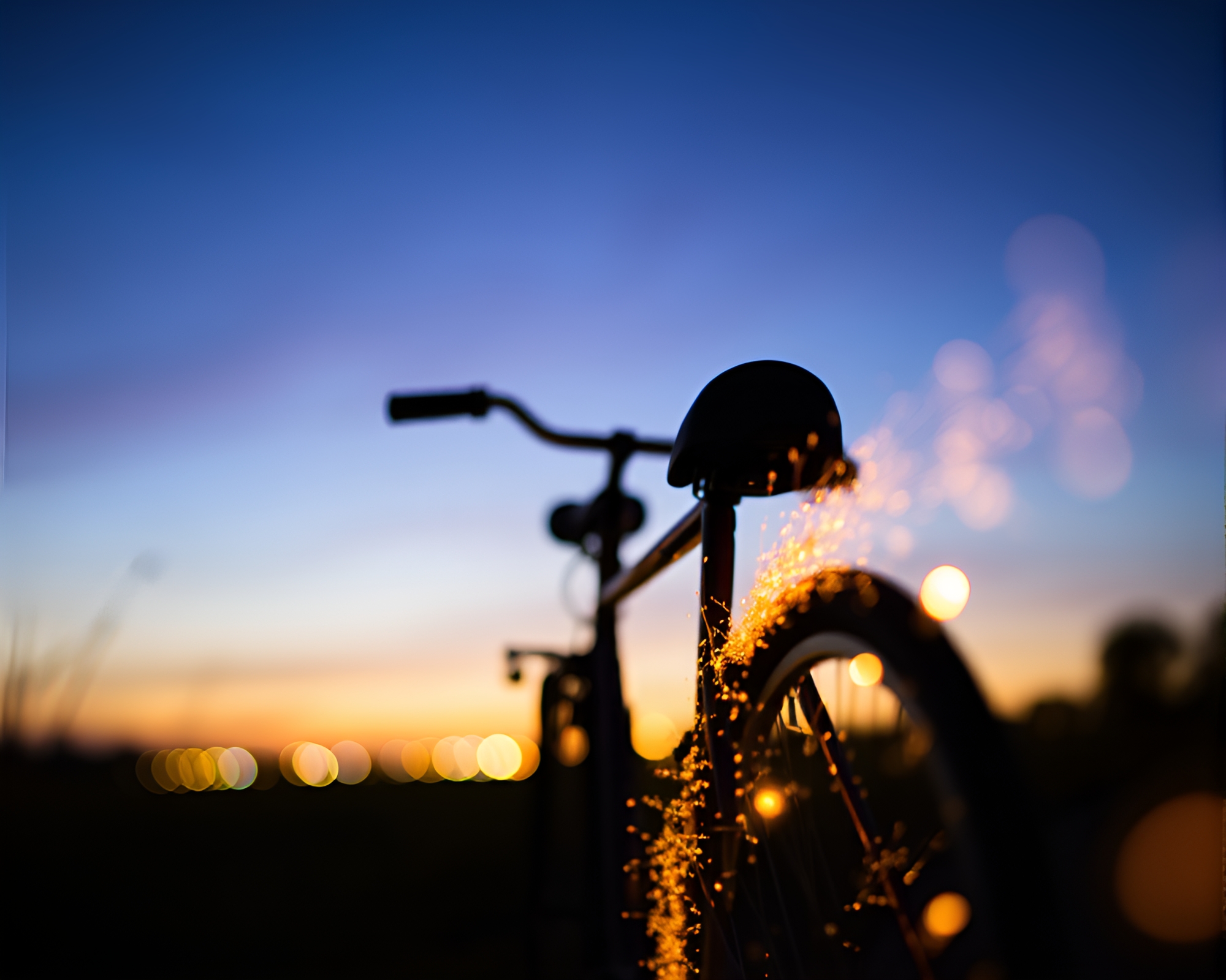 Bicycle Fiber Optics at Dusk Twilight – free AI stock image