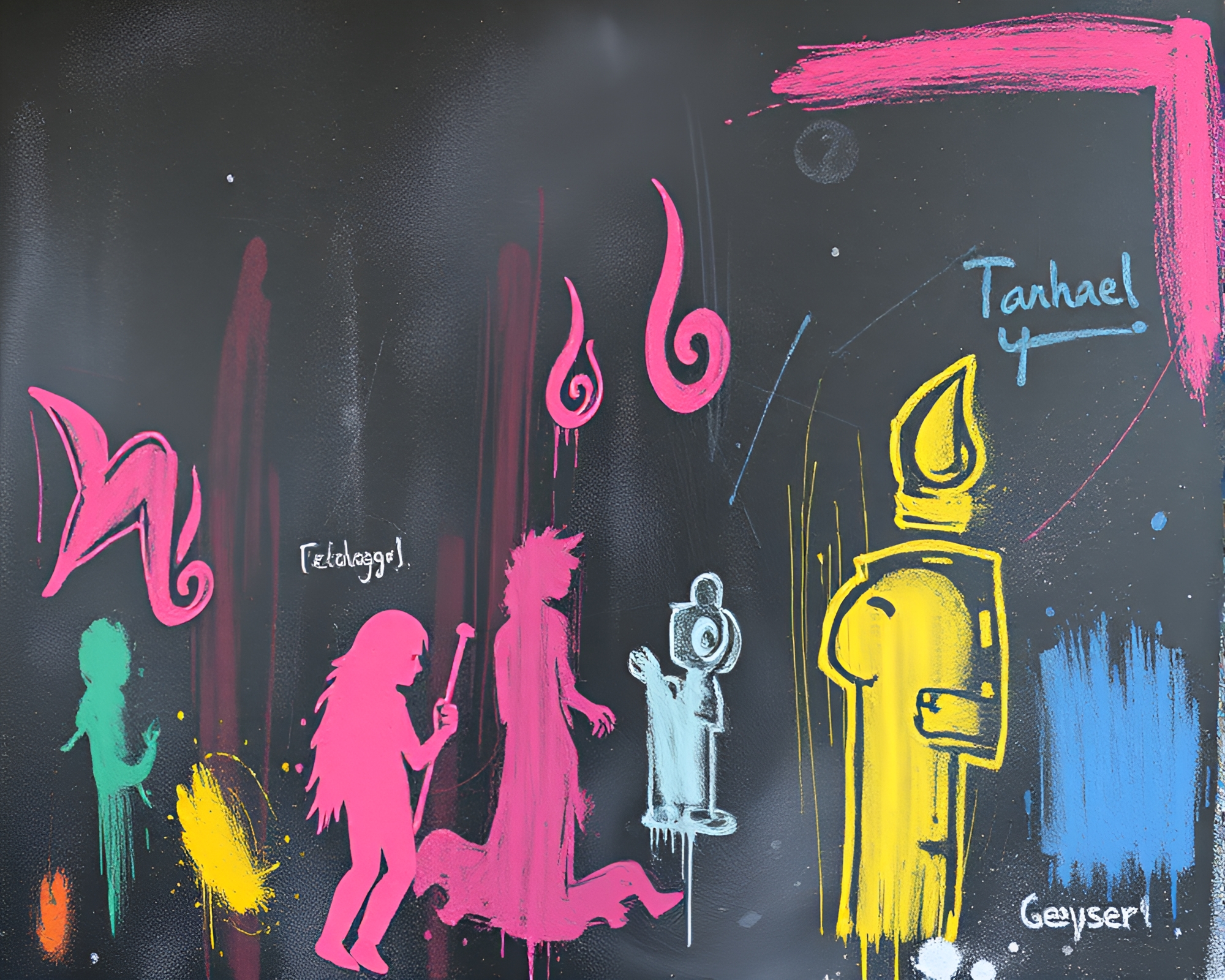 Chalkboard Smudges in Pastel Geyser Field Graffiti – free AI stock image