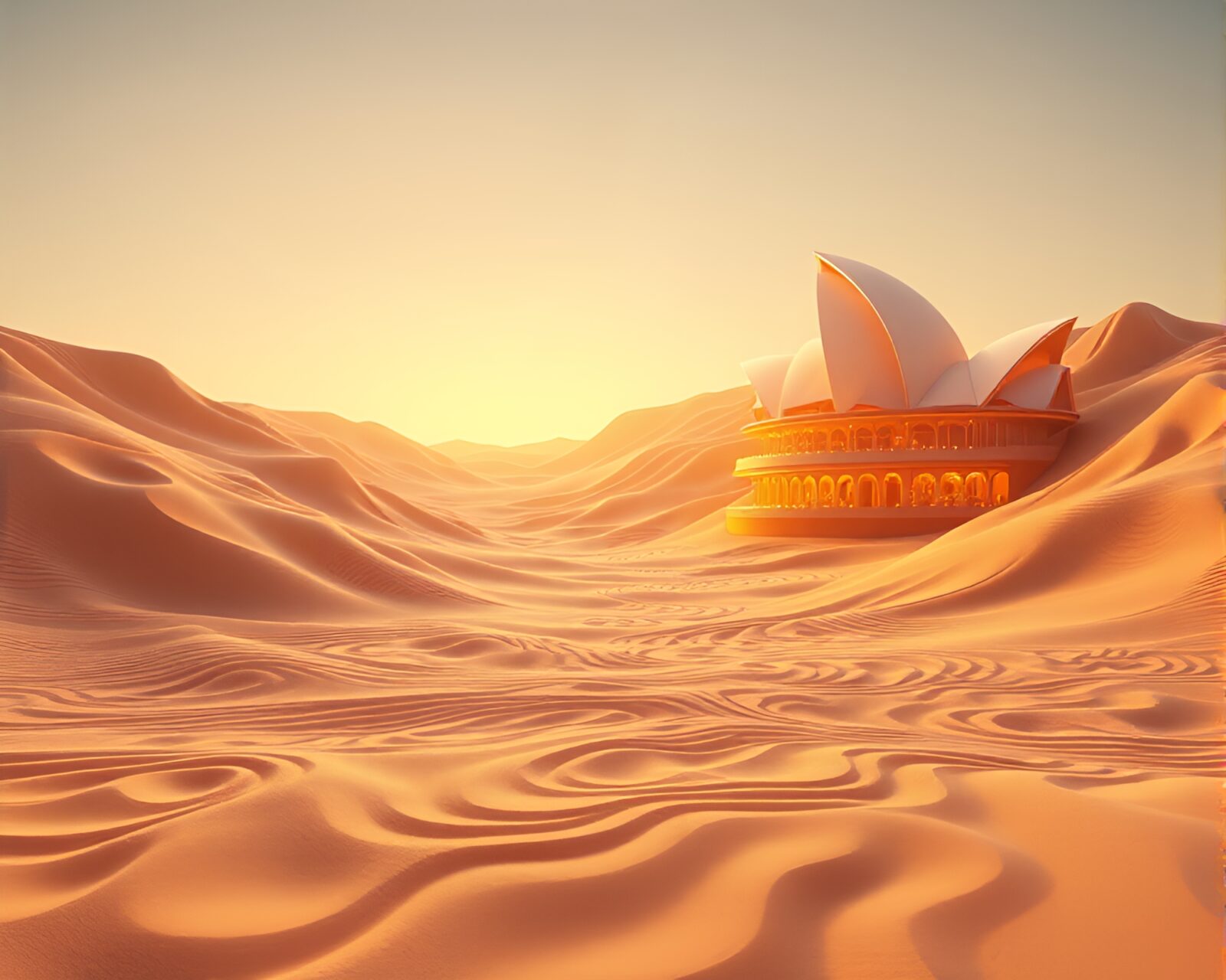 High-poly render of sand swirl patterns in a valley