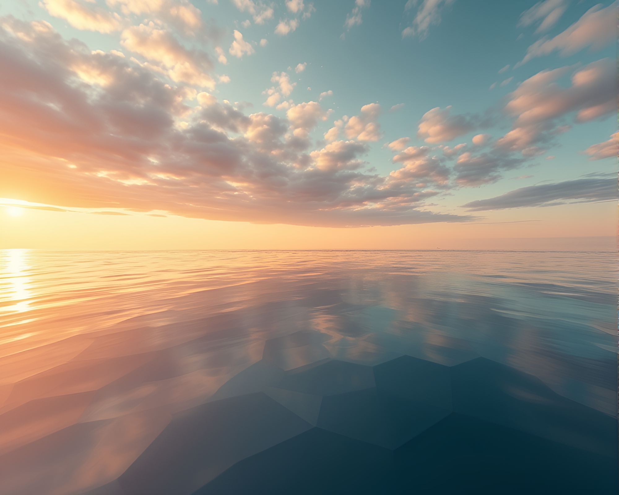 Aerial Oceanic Geometric Digital Bloom Illustration – free AI stock image