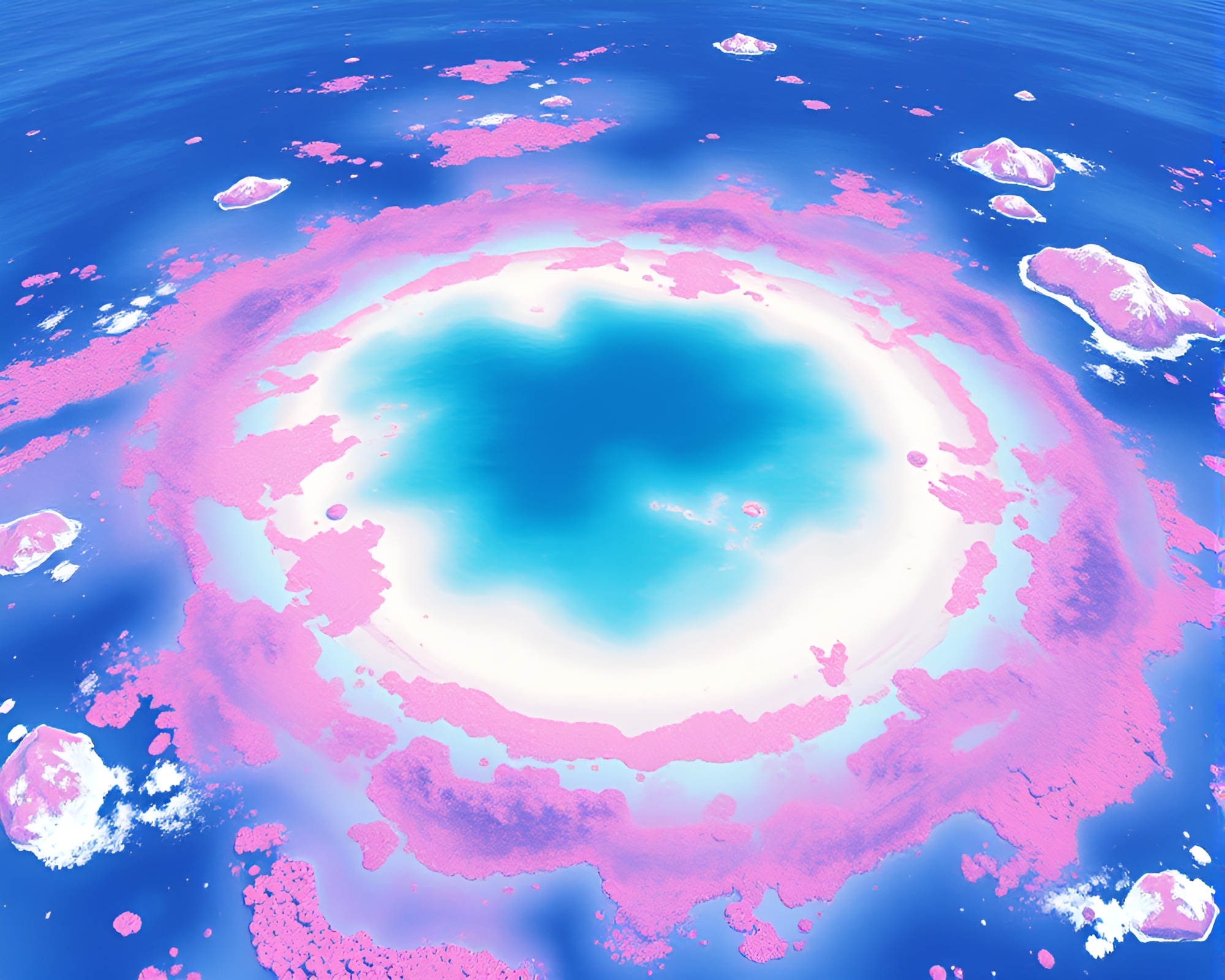Underwater Coral atoll in Pastel Halftone Fluid Simulation – free AI stock image