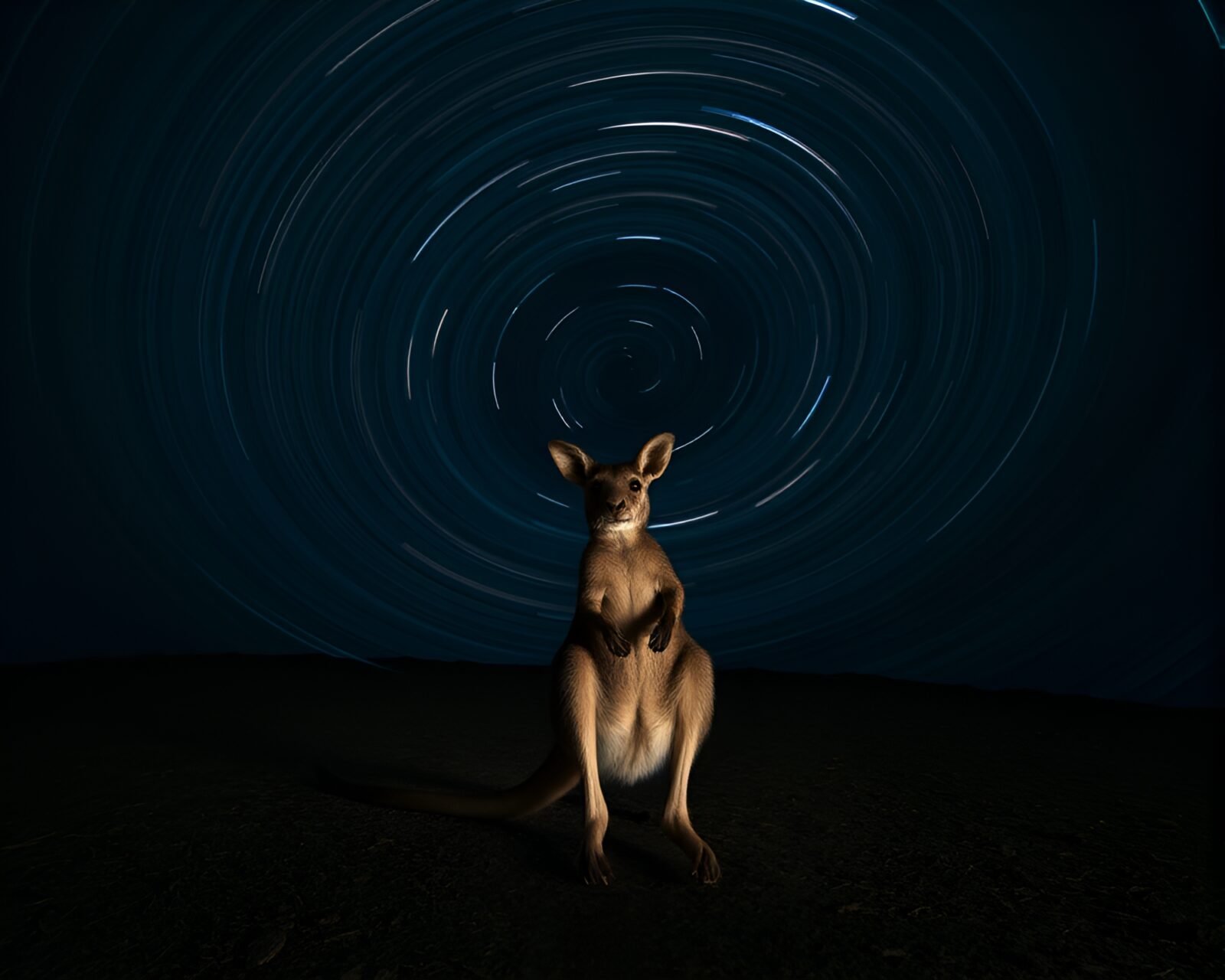 Long exposure photo shows kangaroo in vortex of shadows
