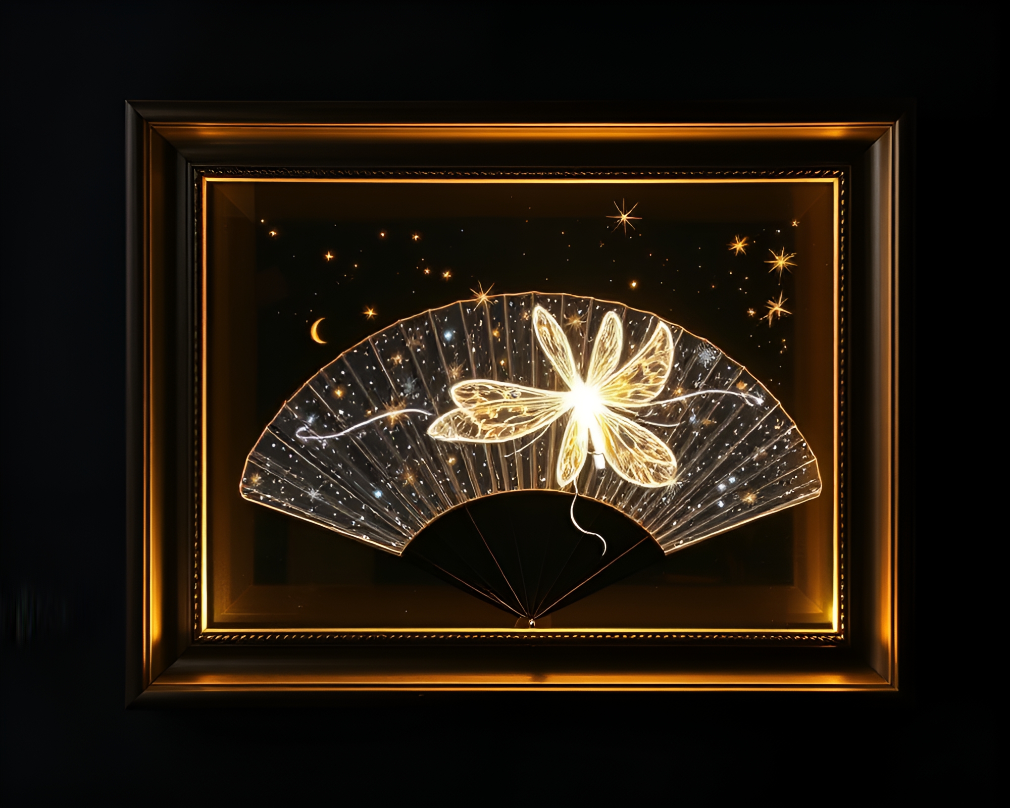 Ethereal Hand-Painted Fan in Chalk Frame – free AI stock image