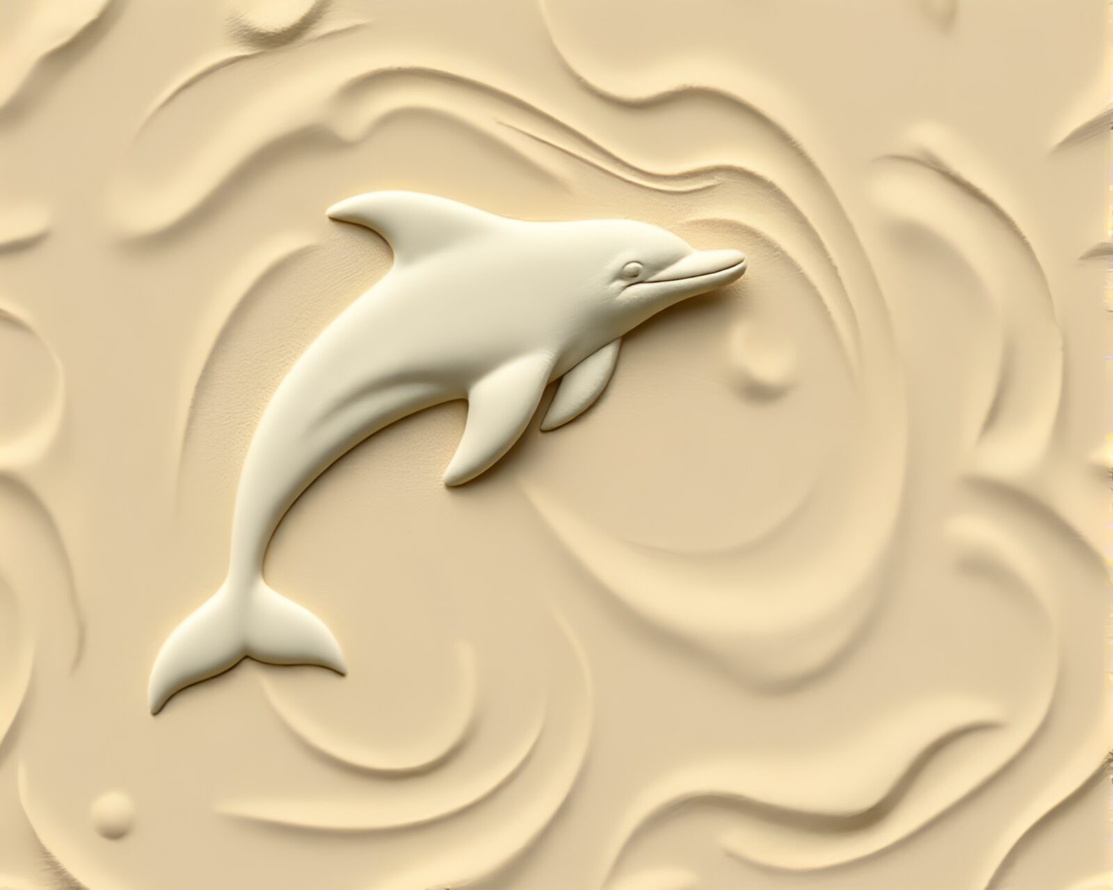Medical illustration of ivory white sand swirls with dolphin