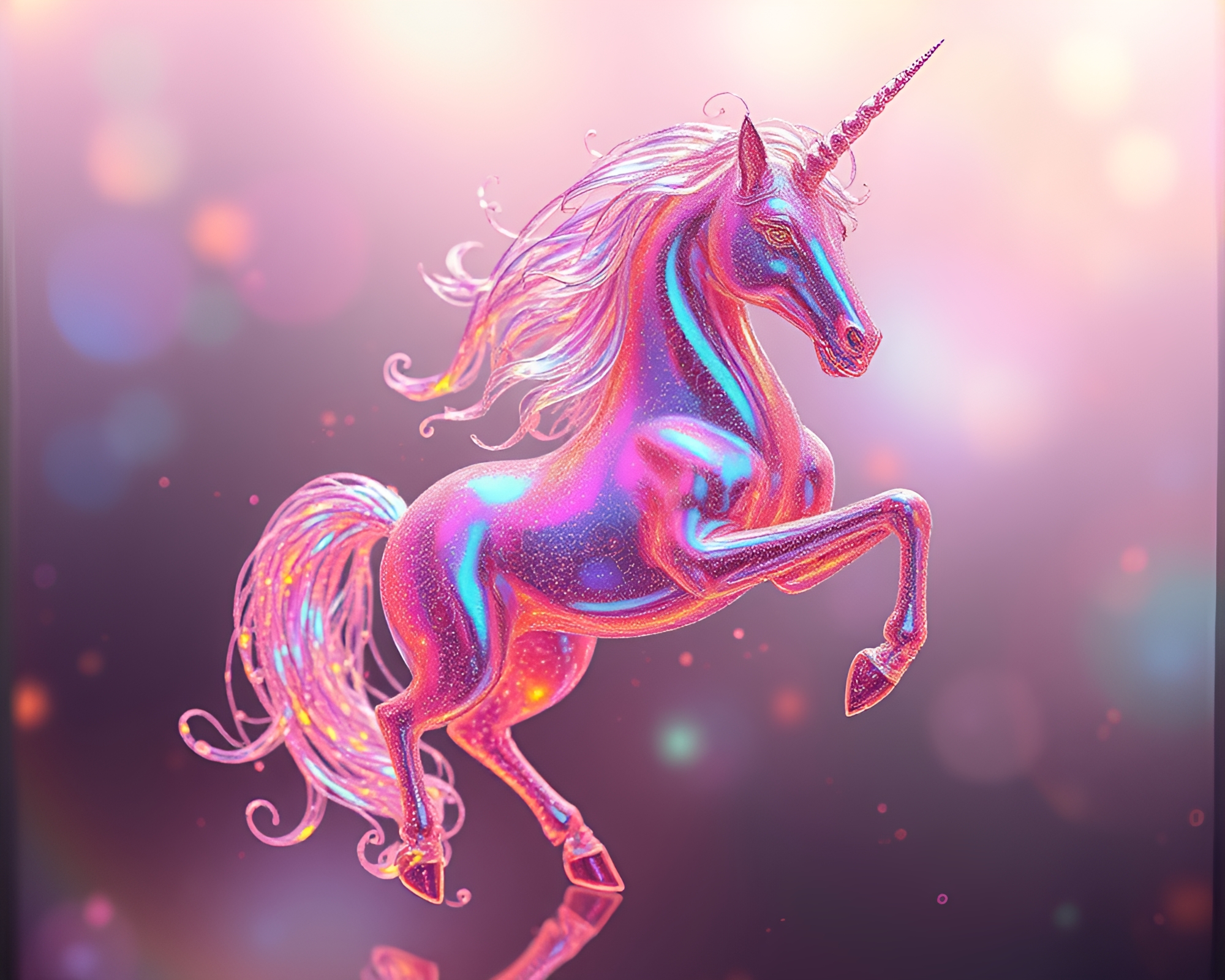 Iridescent Centaur Bathed in Peachy Glow Art – free AI stock image