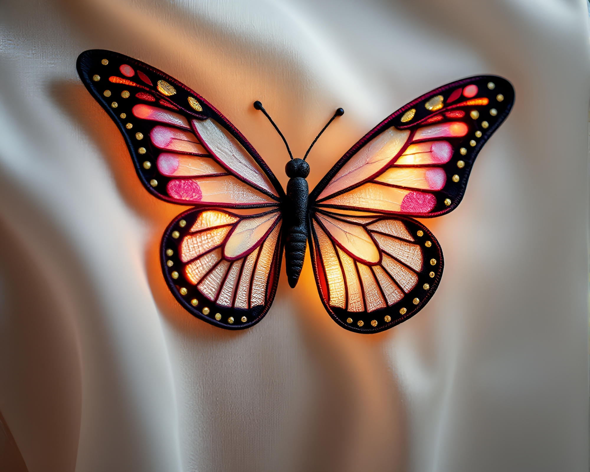 Silk Butterfly Embroidered Hair Simulation Fantasy Art – free AI stock image
