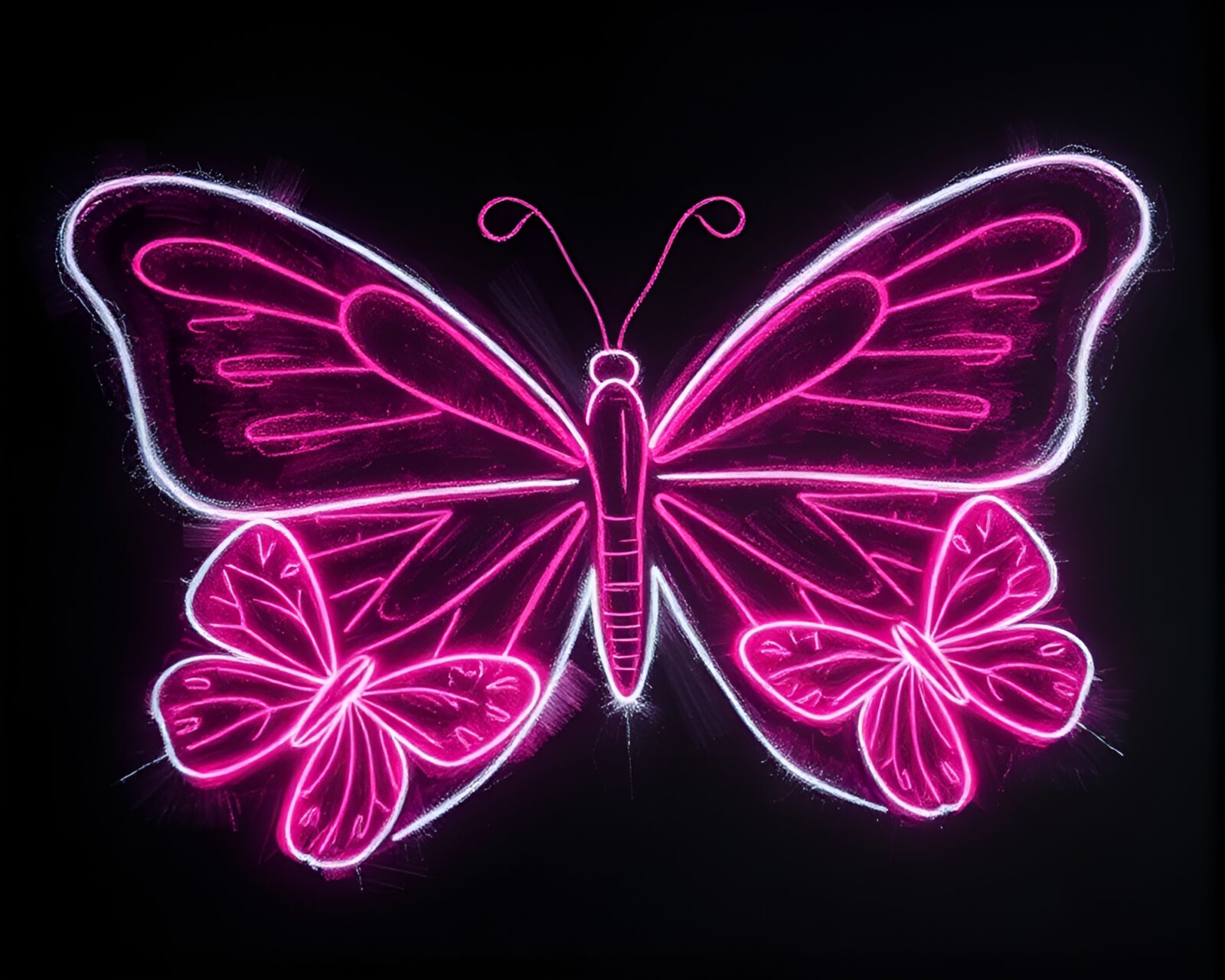 Vibrant silk butterfly drawing illuminated in high-key lighting