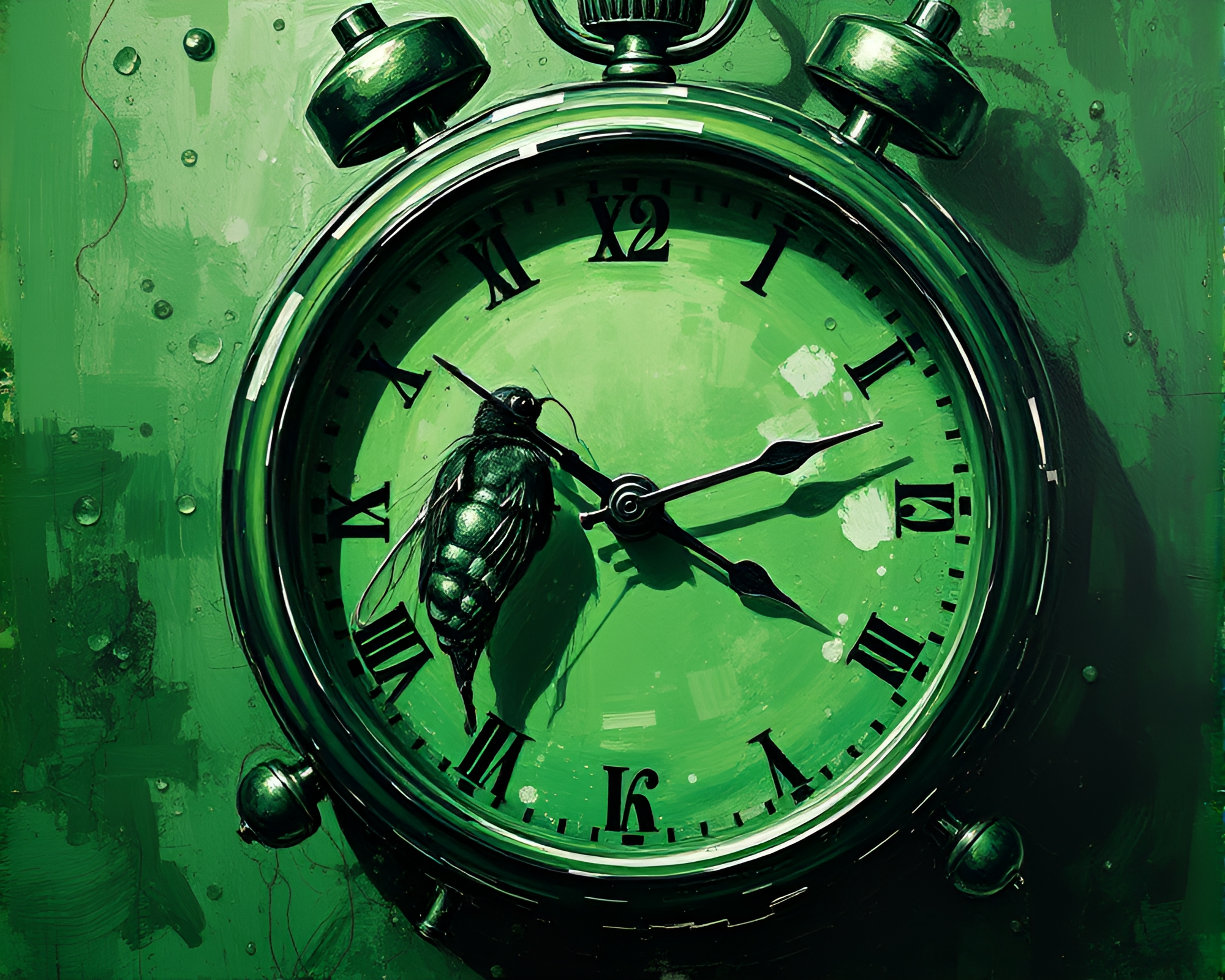 Chrono Clock in Monochrome Green Impressions – free AI stock image