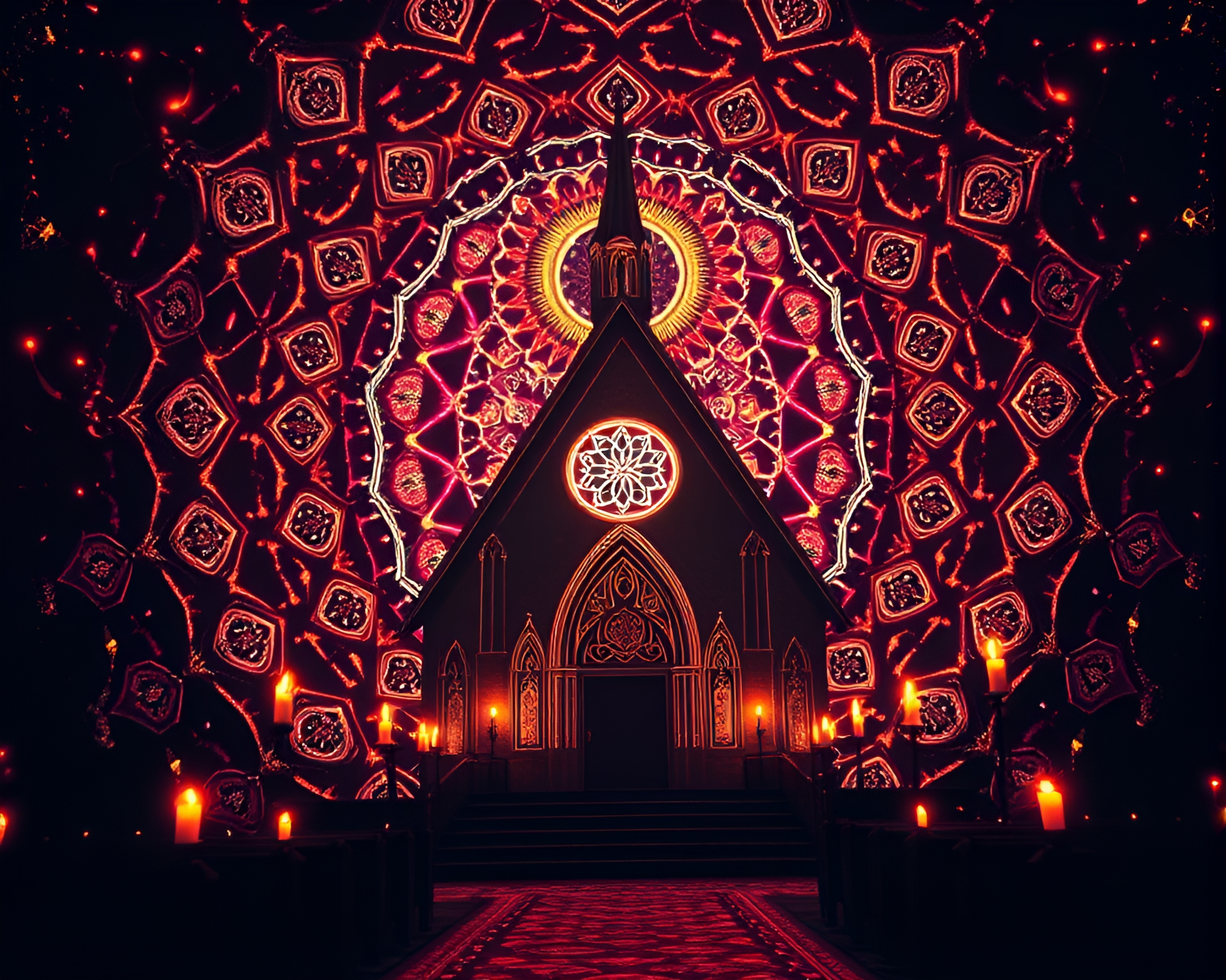 Thermal Mandala Illuminated by Church Candlelight – free AI stock image
