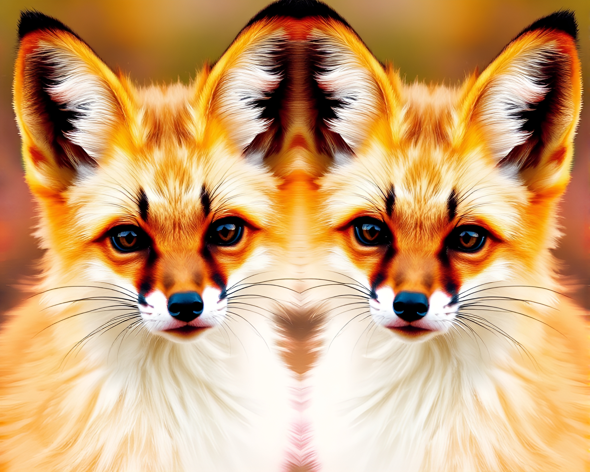 Fennec Fox Symmetry in Glitchy Digital Reflections – free AI stock image