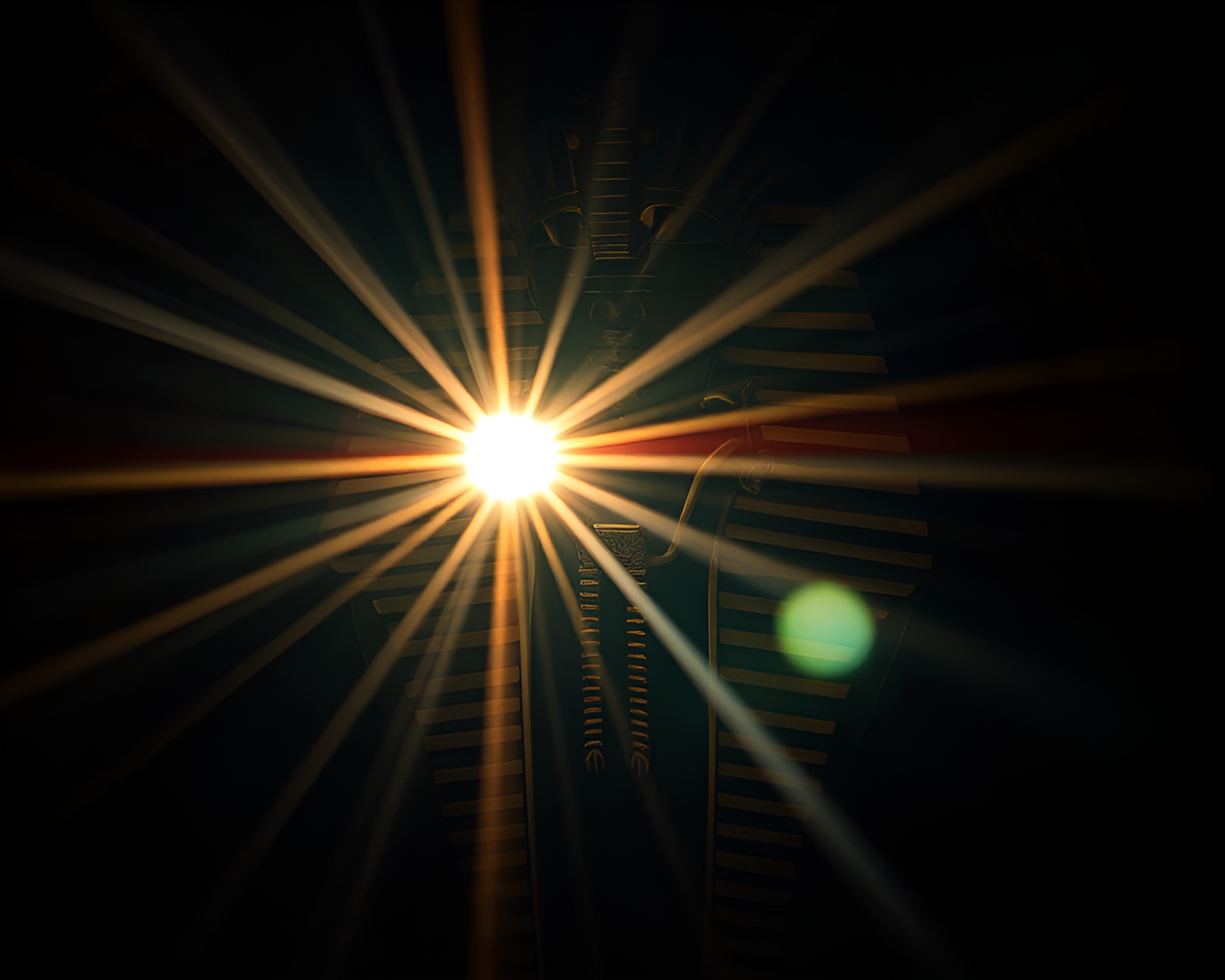 Sunburst Pharaoh Mask at Cave Entrance – free AI stock image