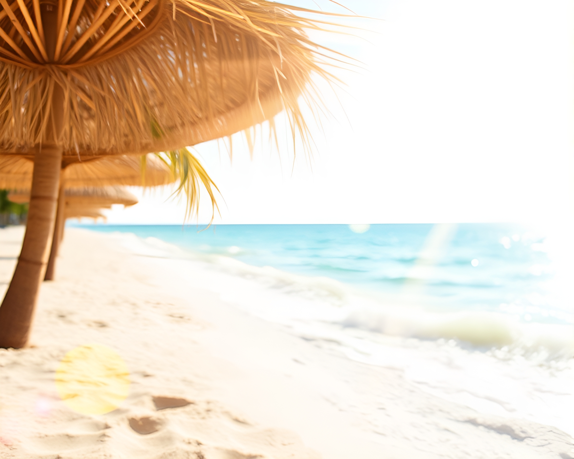 Sunset Beach Paradise with Paper Texture Elements – free AI stock image