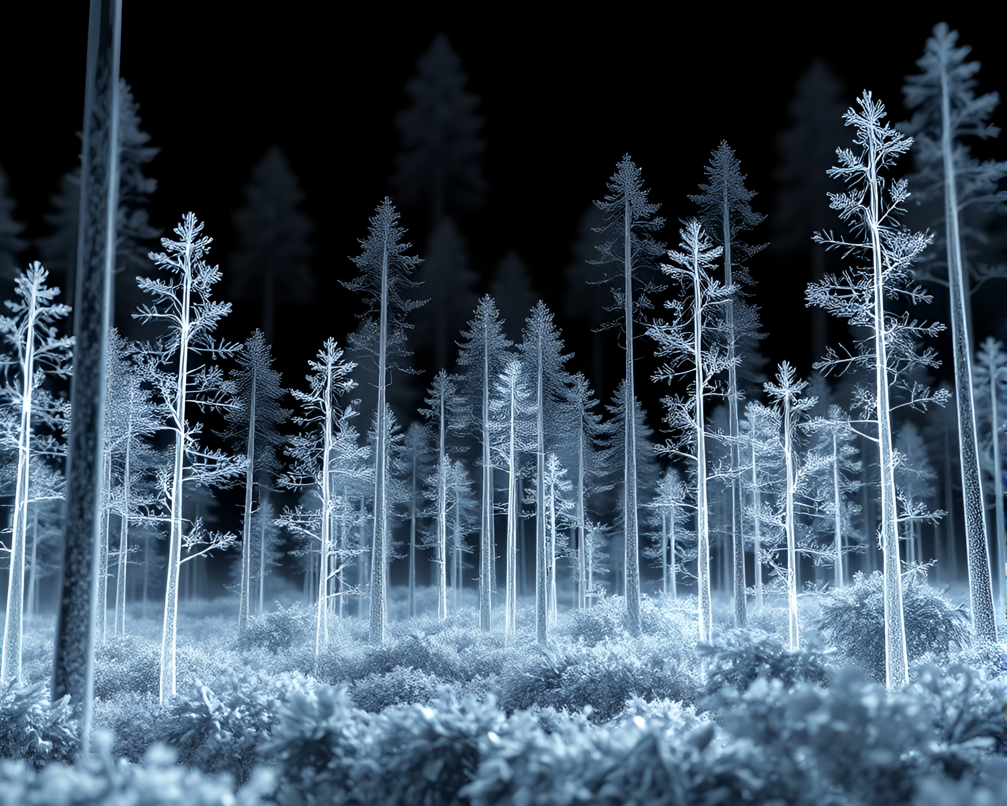Emerald Forest Wireframe Hatching Composition – free AI stock image