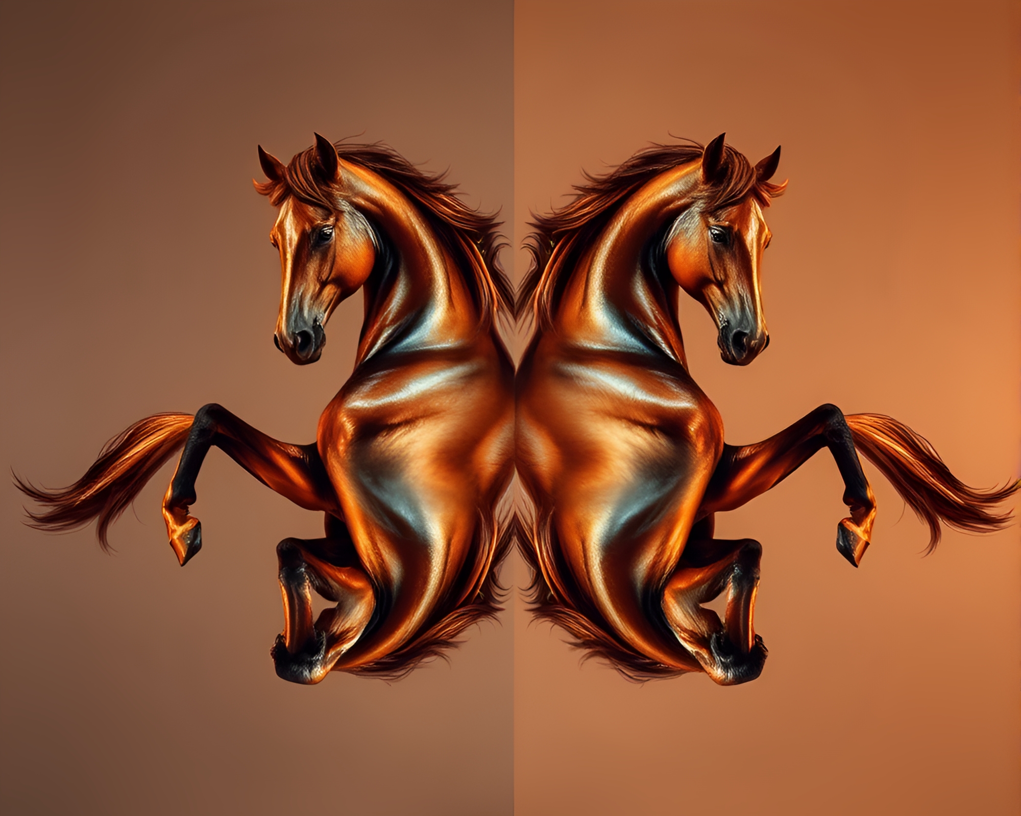 Wild Stallion Trompe-l’oeil Bronze Symmetry – free AI stock image
