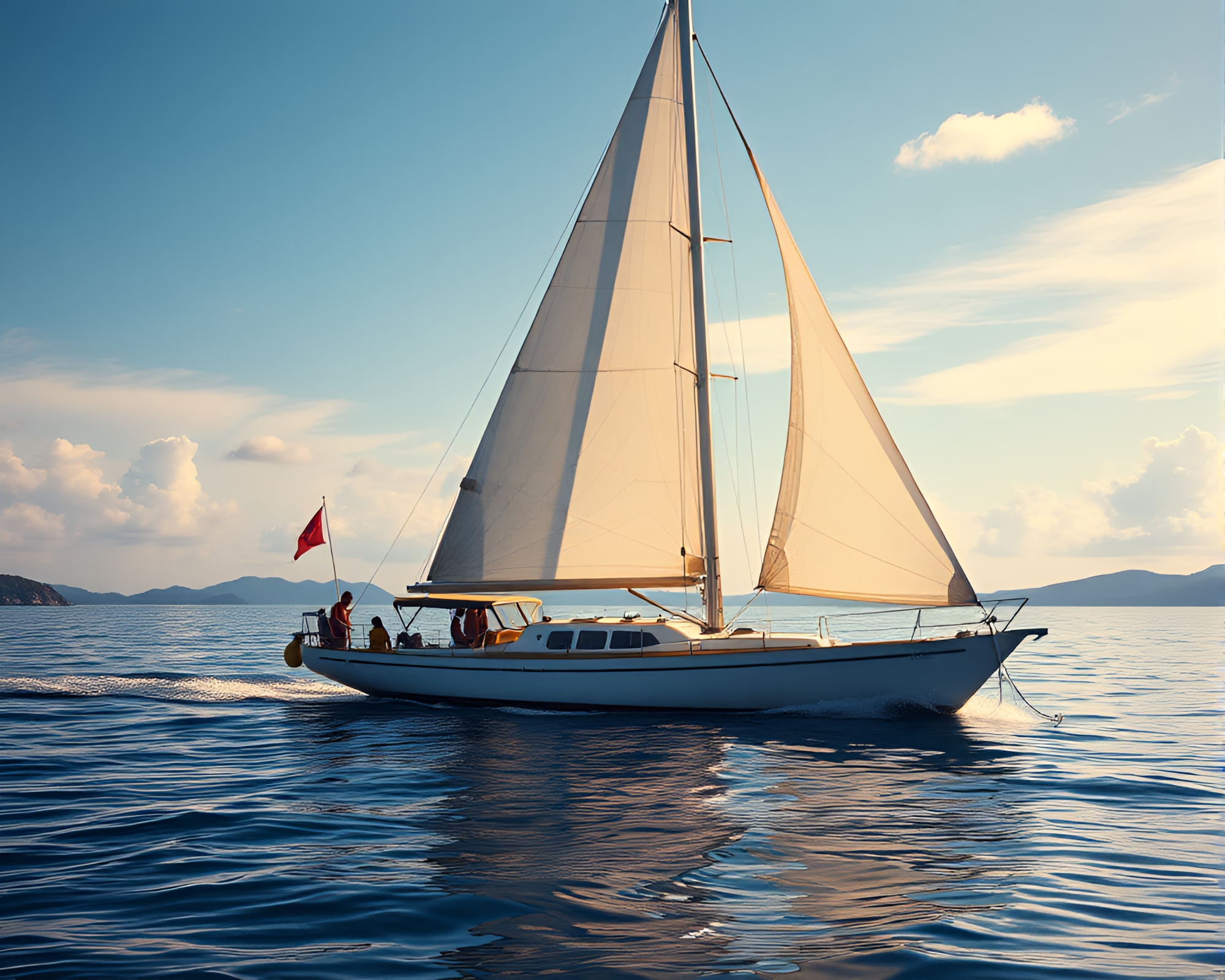 Futuristic Solar Sailboat Glinting in 80s VHS Style – free AI stock image