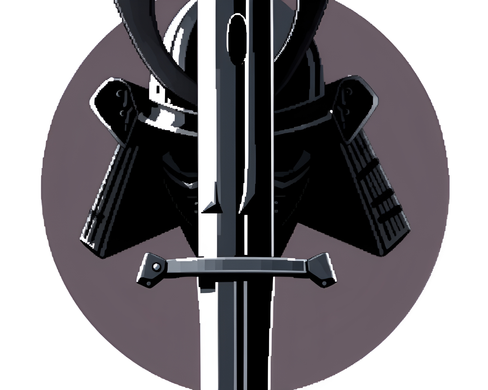 Samurai Sword Reflection in 8-Bit Style – free AI stock image