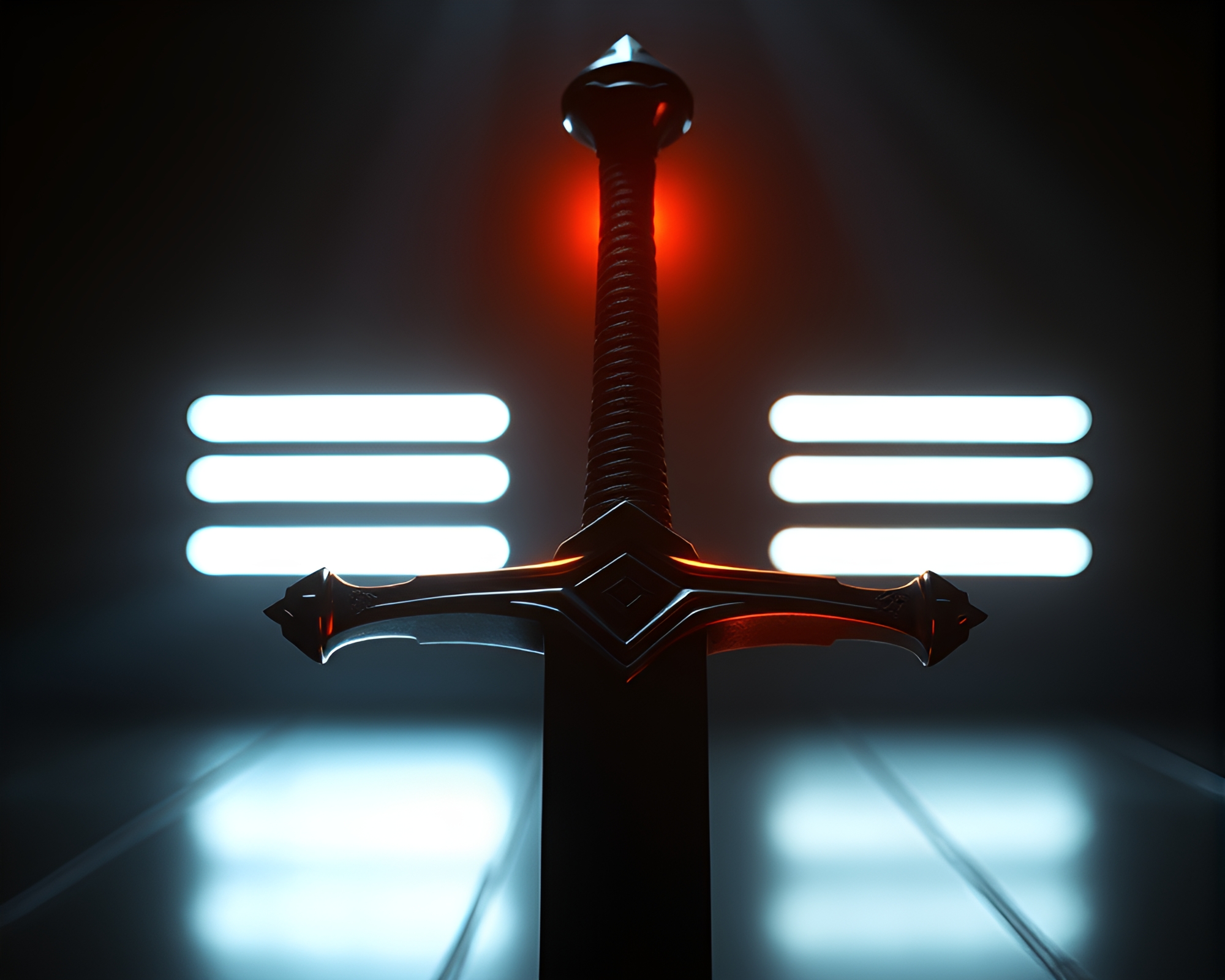 Mystical Swordlight Encounter – free AI stock image