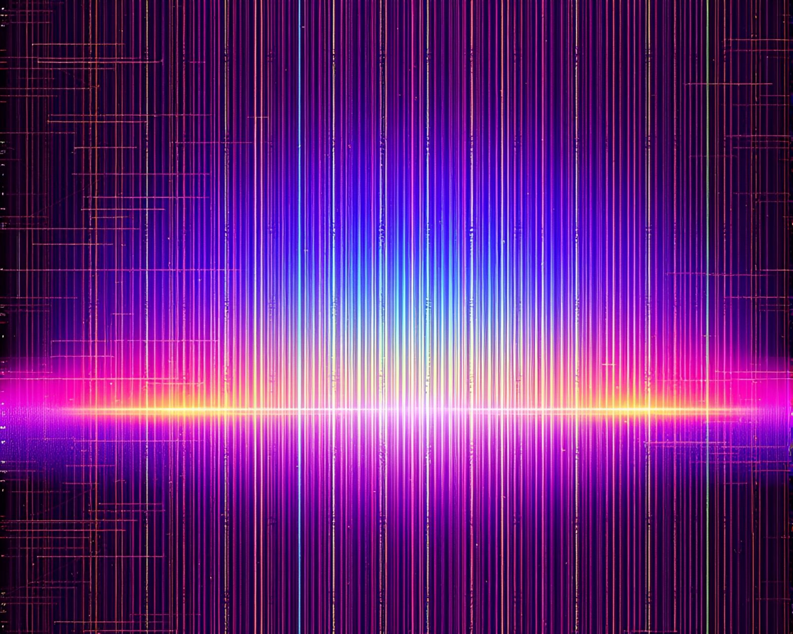 Photorealistic image of glitched rainbow hues with crosshatching details