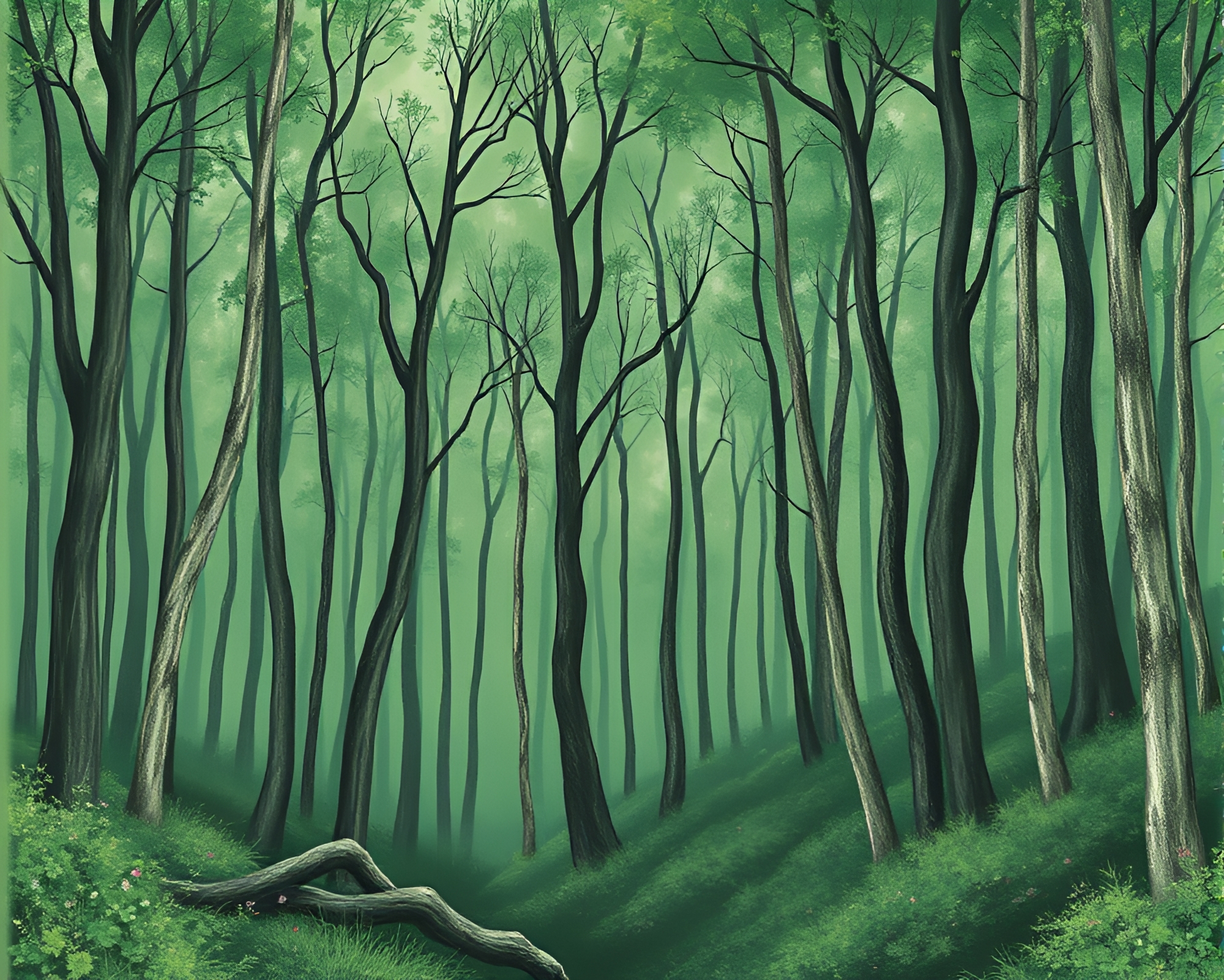 Enchanted Forest Silk Kimono Chalk Drawing Composition – free AI stock image