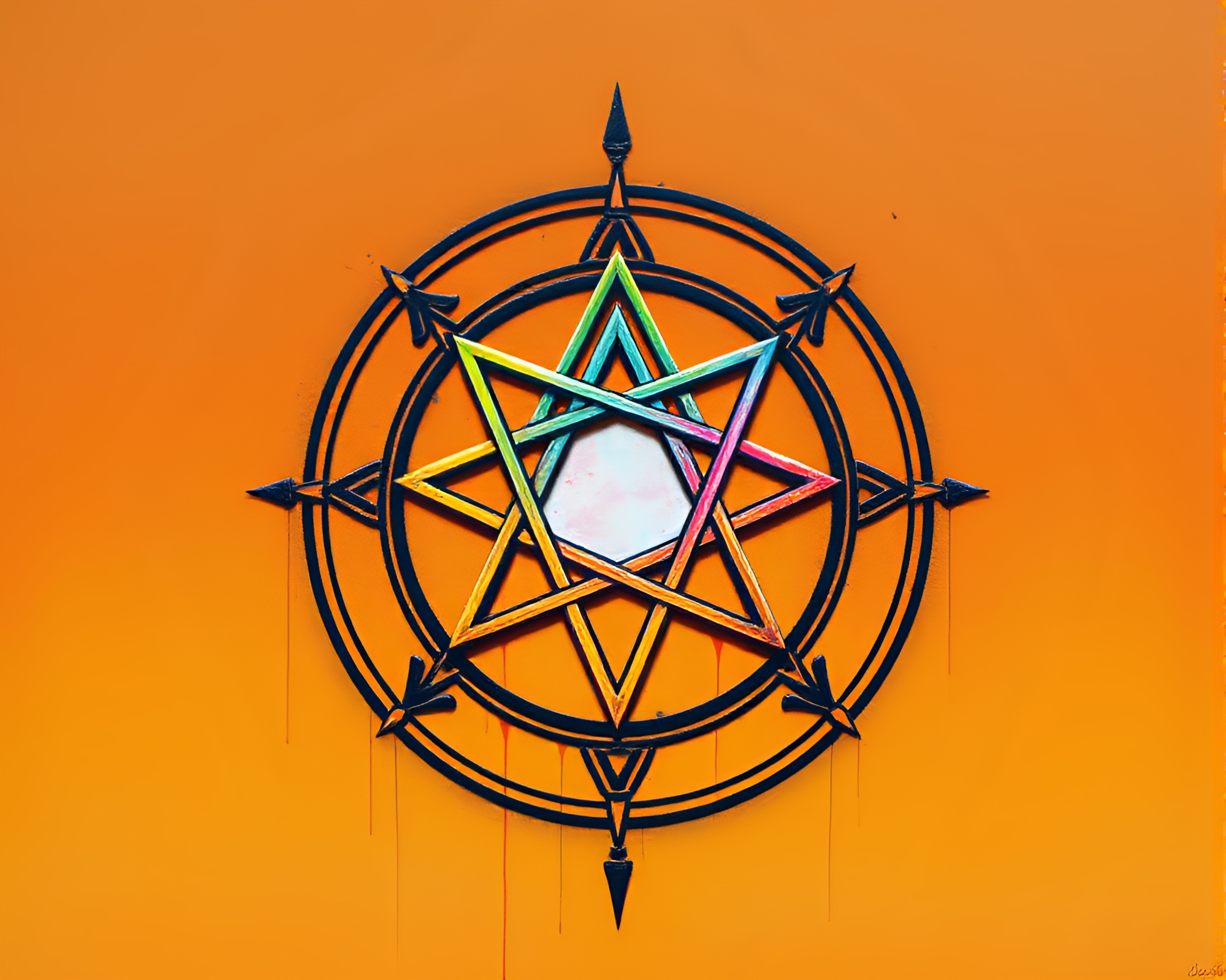 Prismatic Sigil in Desert Sands – free AI stock image