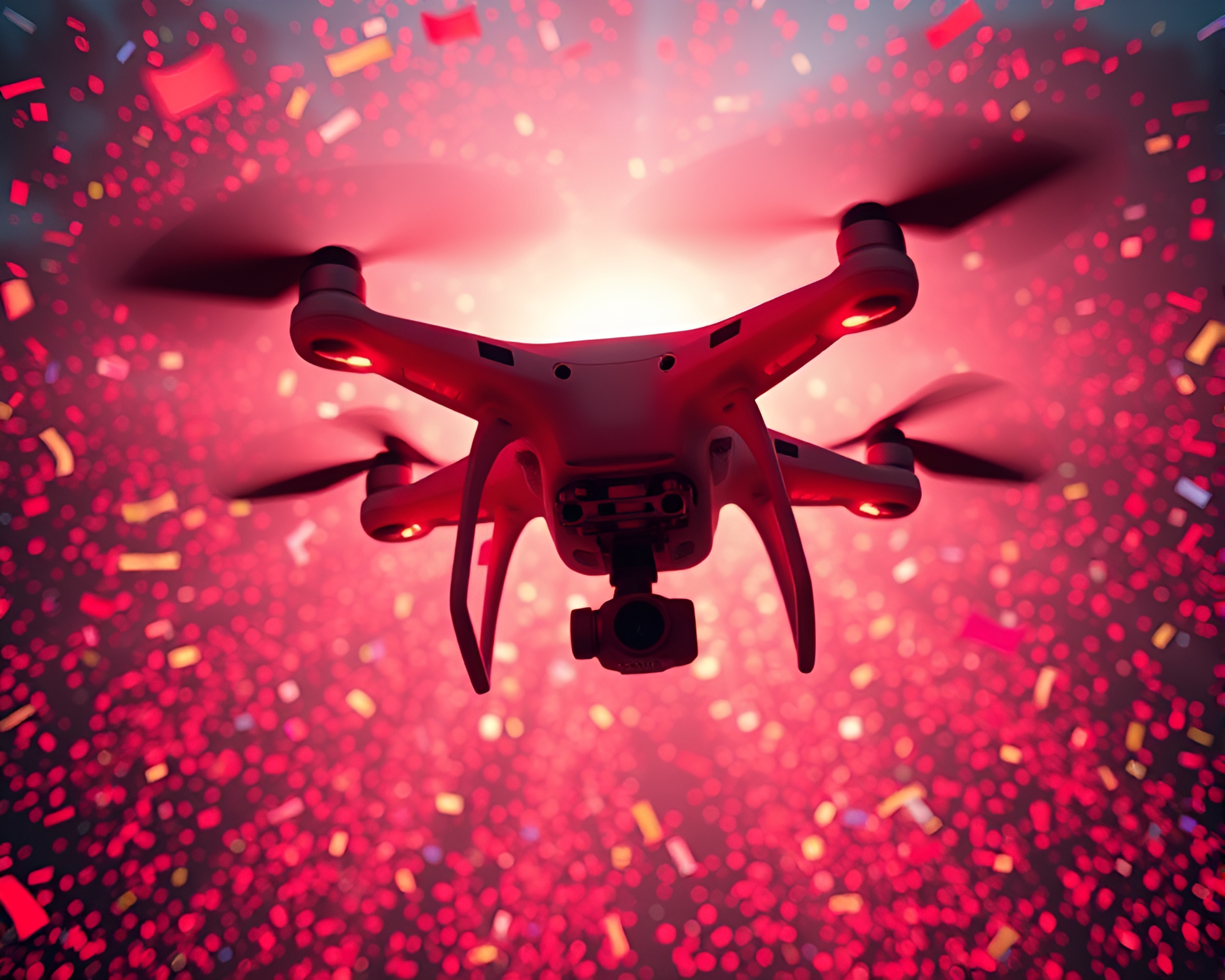 Infrared Drone Captures Color Burst Confetti Celebration – free AI stock image