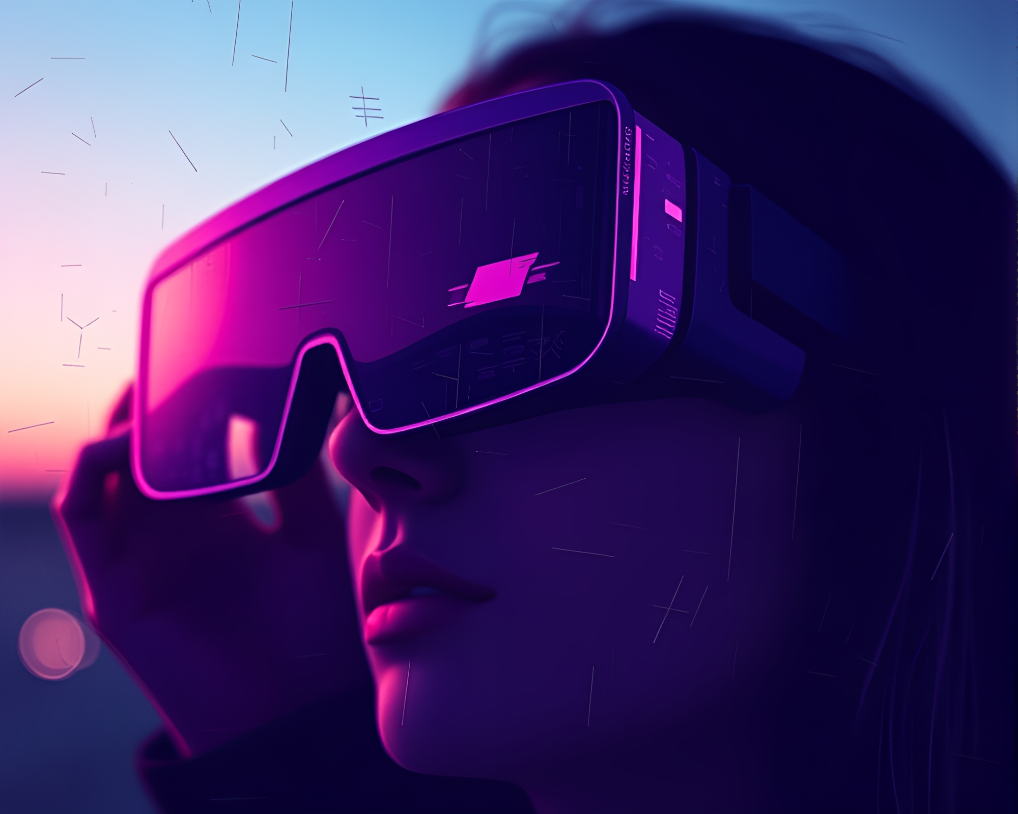 Twilight-Purple Augmented Reality Glasses Vector Art Composition – free AI stock image