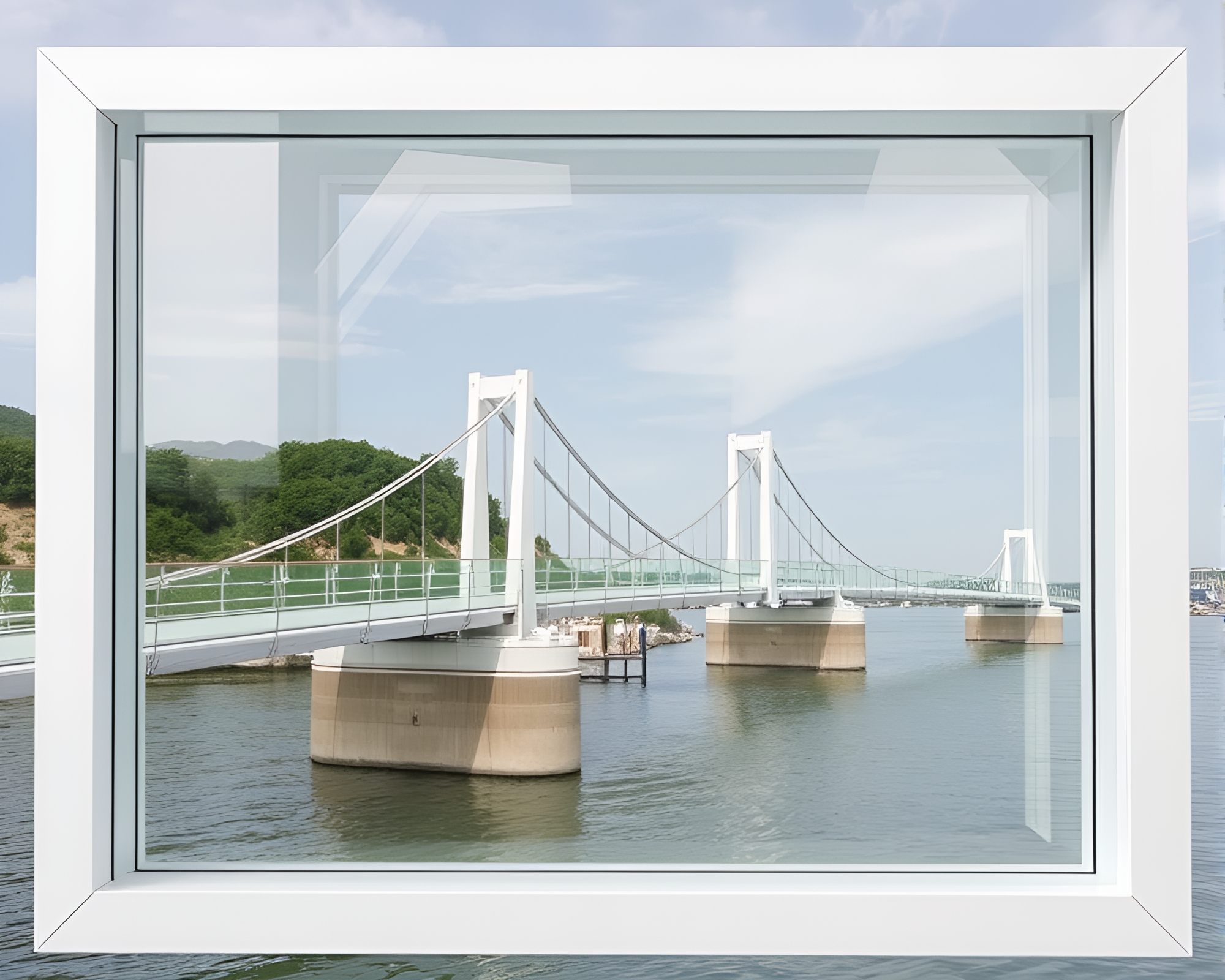 Glass Bridge Radiating Ivory White Mixed Media Composition – free AI stock image