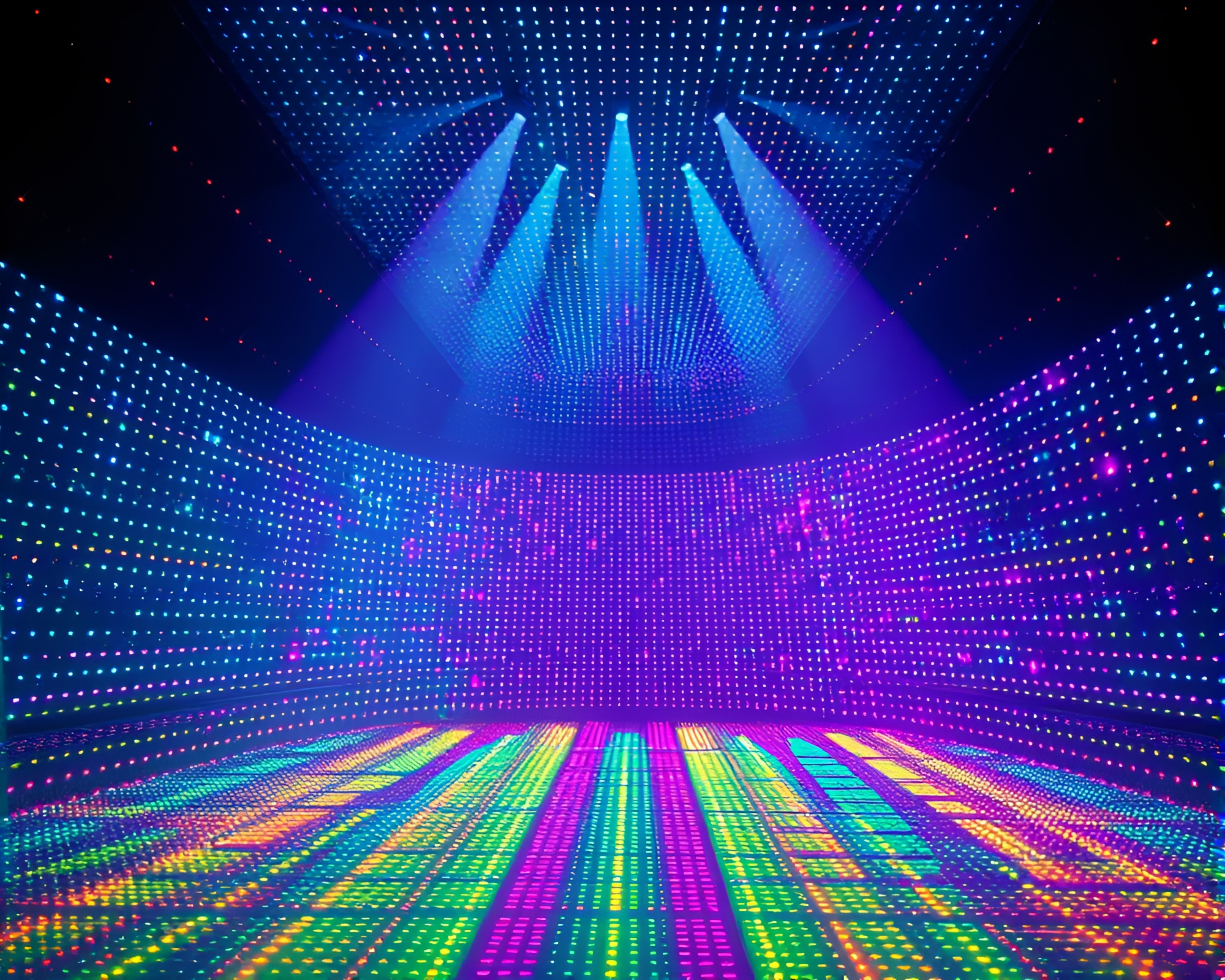 Futuristic LED Mind Palace Architectural Rendering – free AI stock image
