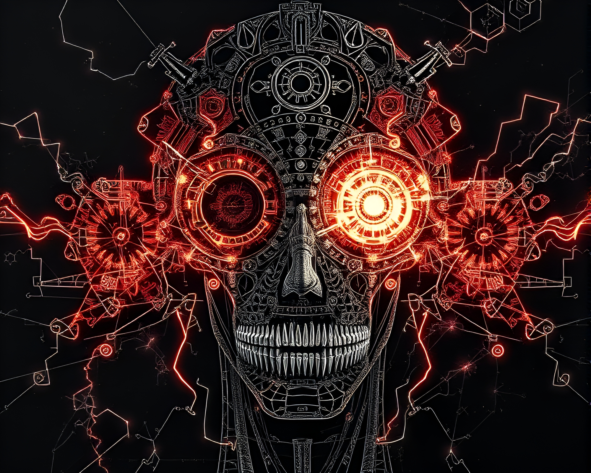 Cyborg Tear Paper in Engraved Fractal Light – free AI stock image