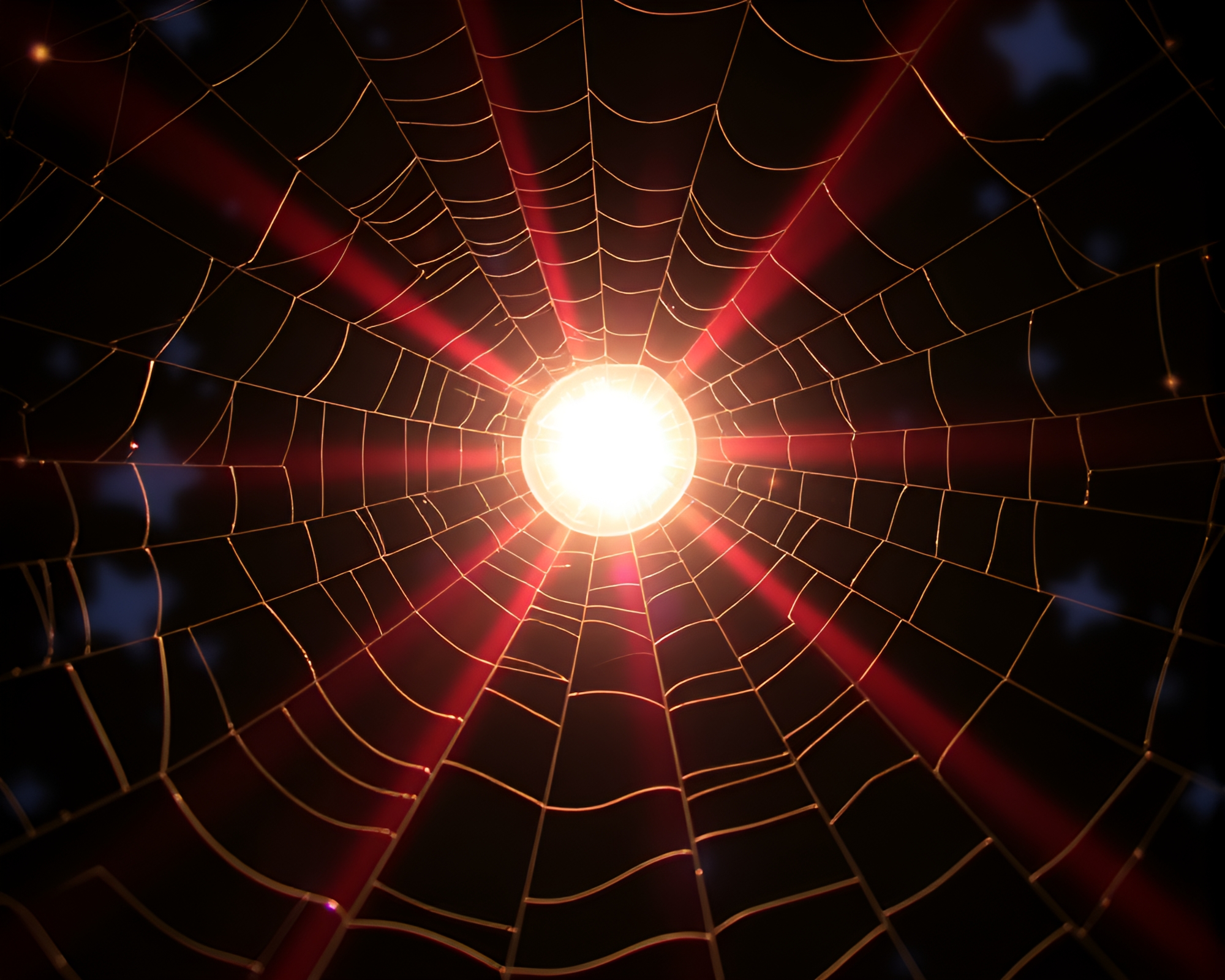 Glass orb trapped in intricate cobweb strands – free AI stock image