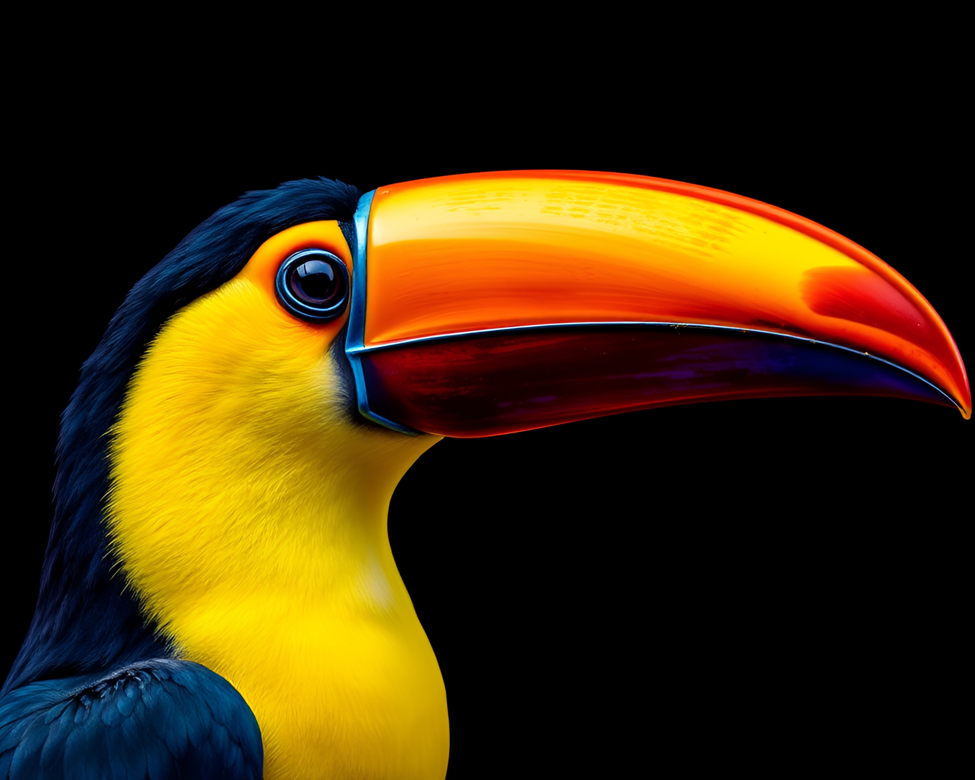 Toucan Charcoal Sketch in Ultraviolet Glow – free AI stock image