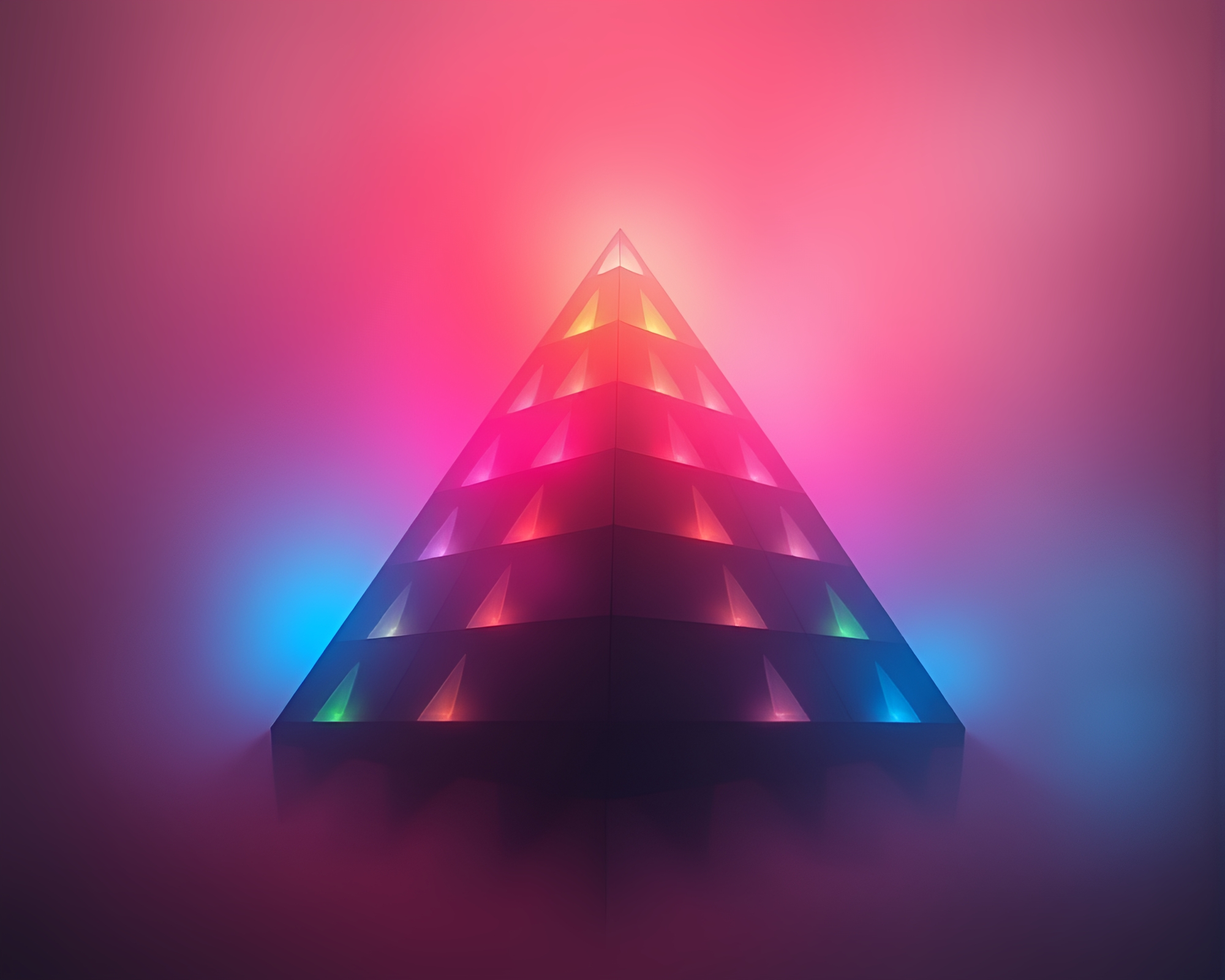 Vibrant Pyramid Emerging From Misty Cross-Processed Landscape – free AI stock image