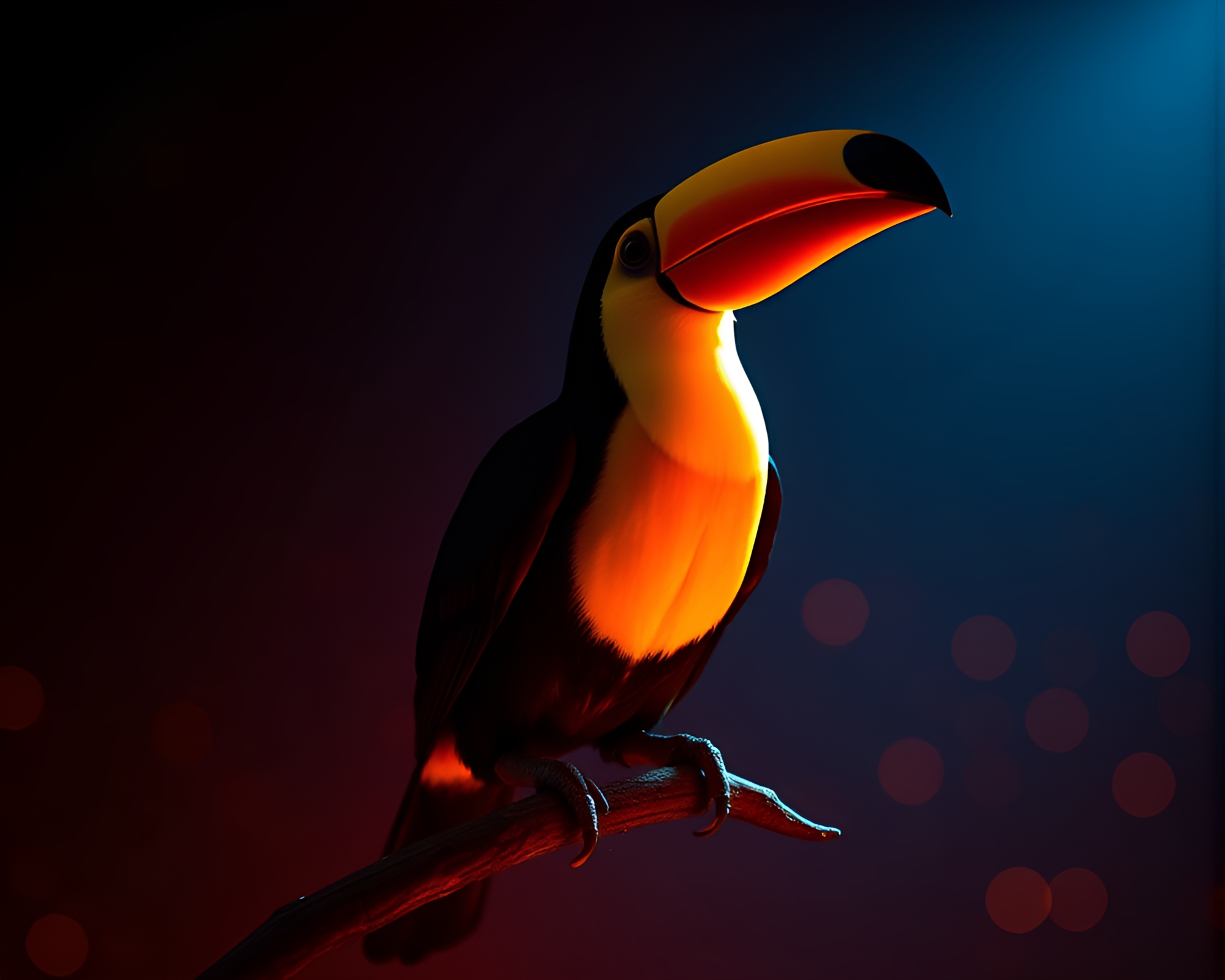 Majestic Toucan Illuminated in Photogrammetry Theatrics – free AI stock image