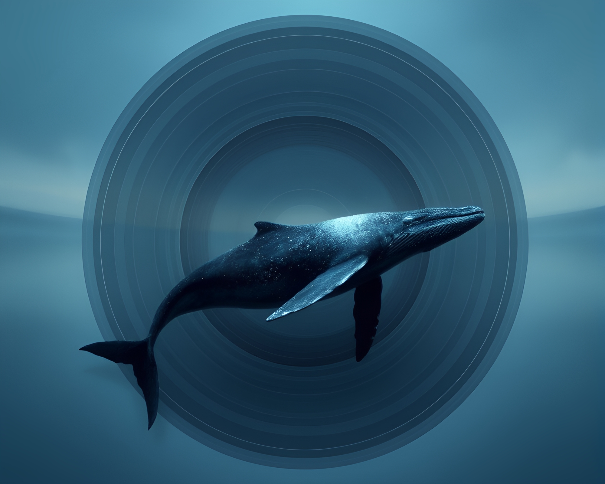 Whale in Digital Twilight: Concentric Circles Divisionism – free AI stock image