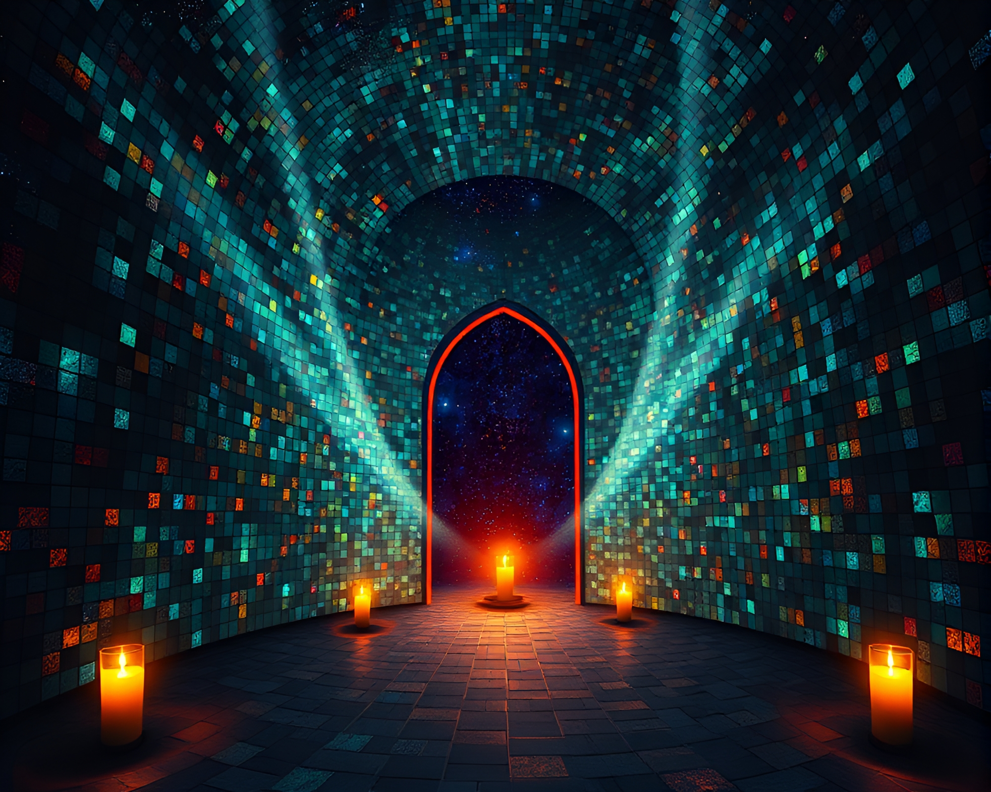 Intricate Multiverse Portal Illuminated by Candlelight – free AI stock image