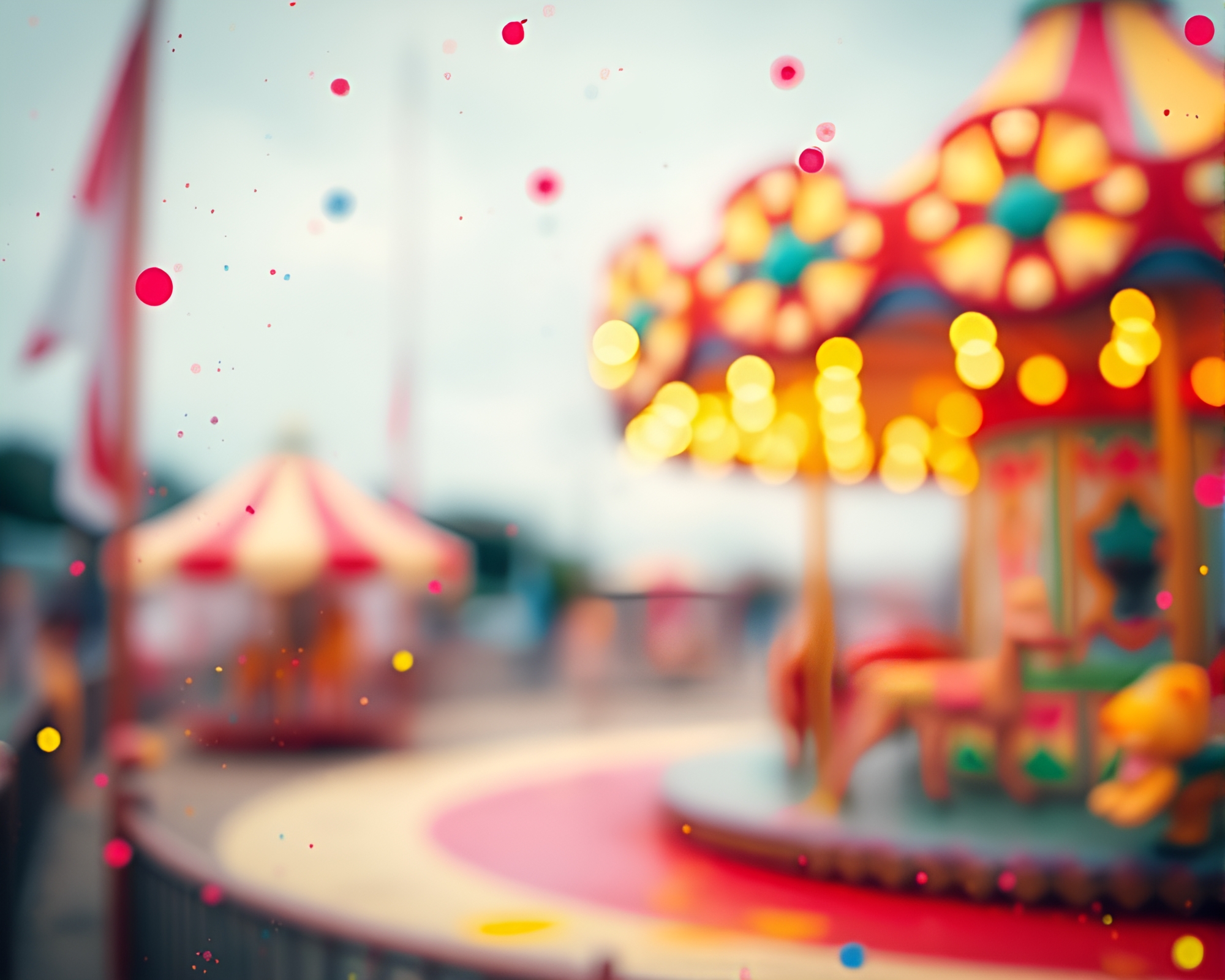 Whimsical Carnival Carousel in Colorful Paint Splatter Hues – free AI stock image