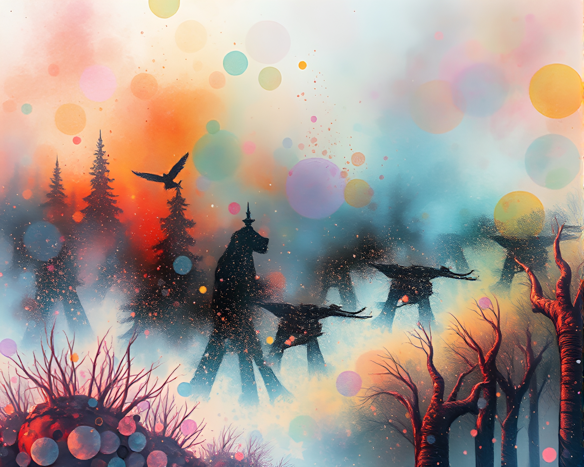 Glitch Wildlife Watercolor: Dreamy Dust Particles – free AI stock image