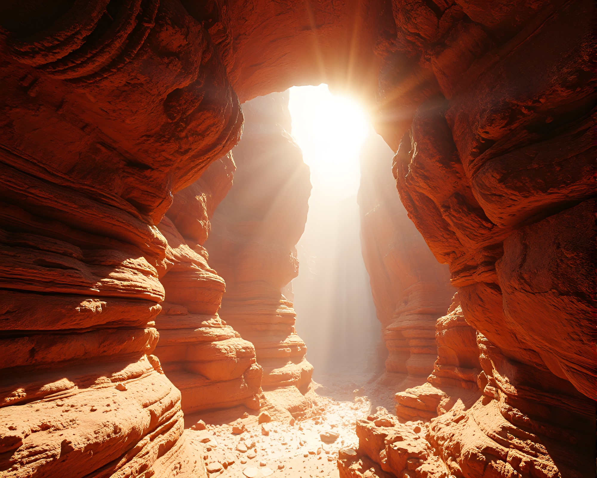 Lens Flare Dimensional Rift in Canyon Rust Tones – free AI stock image