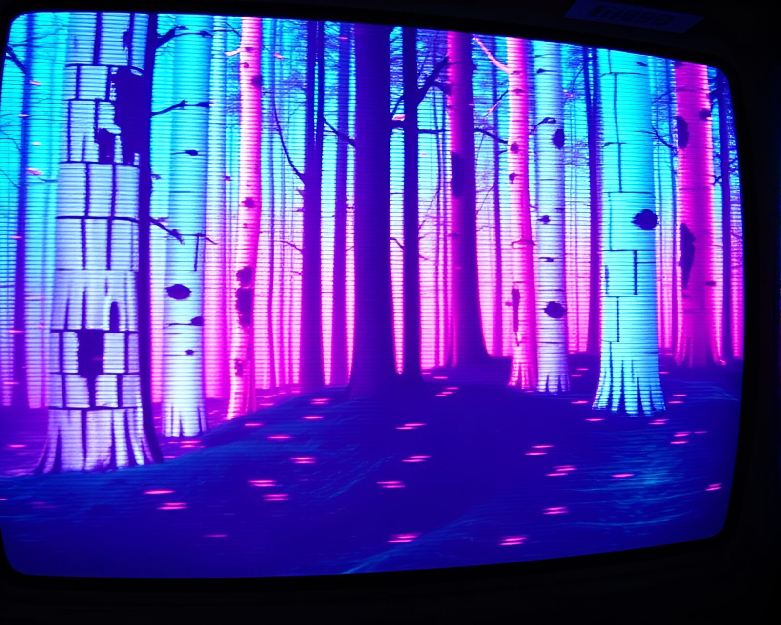 A mesmerizing blend of wood grains and CRT flicker
