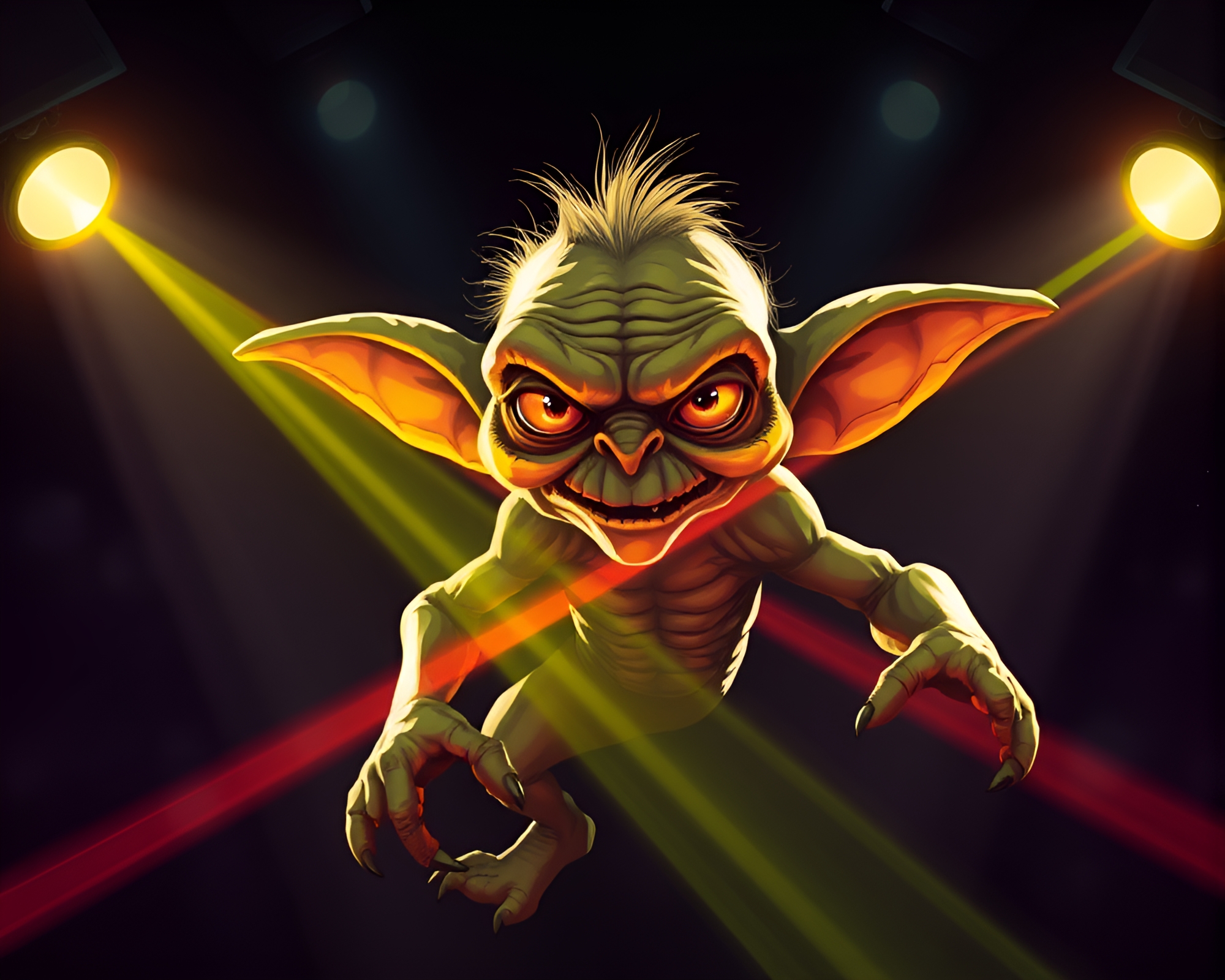 Goblin King’s Theatrical Laser Light Show – free AI stock image