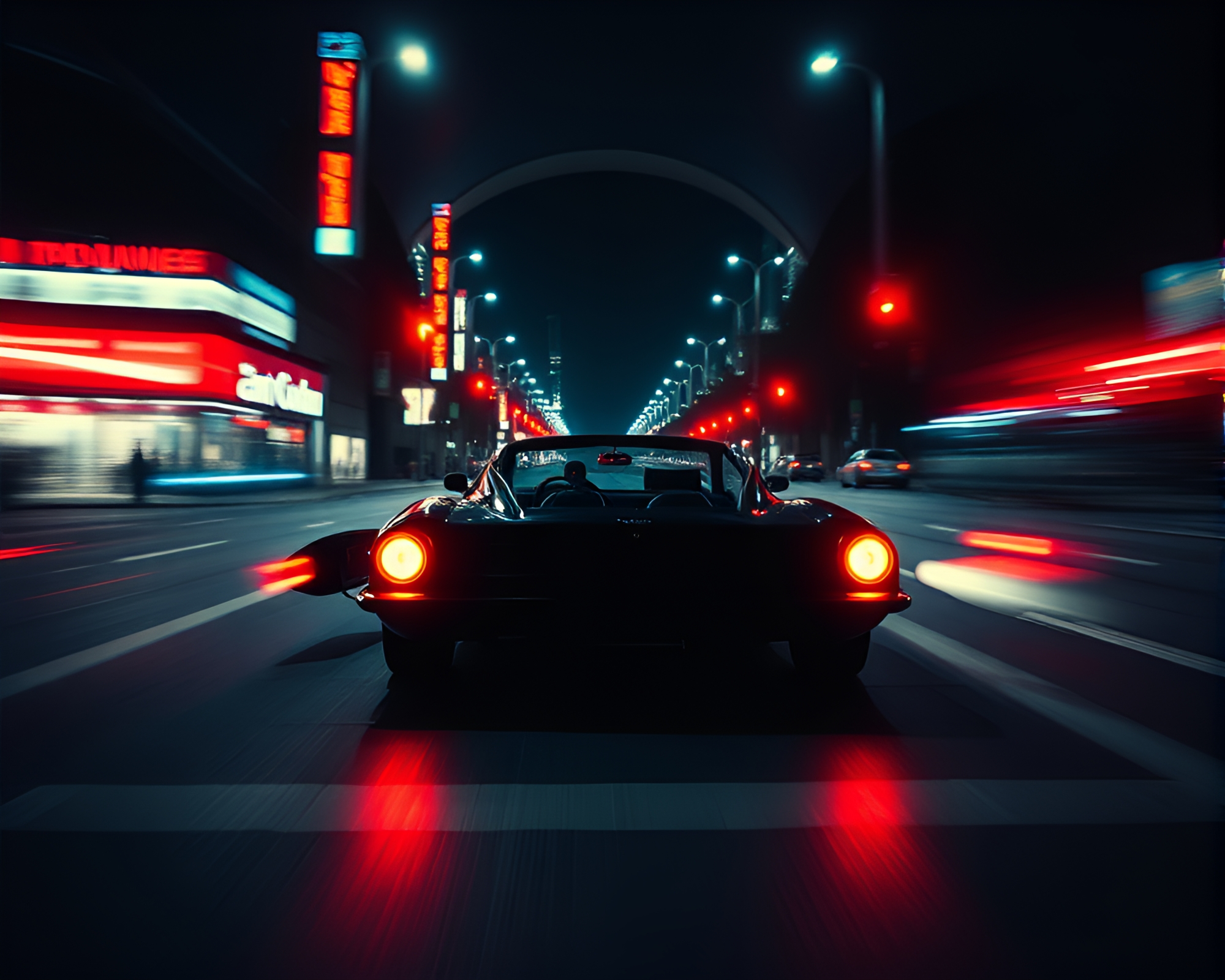 Hover Car Film Noir Frame Within Frame Composition – free AI stock image