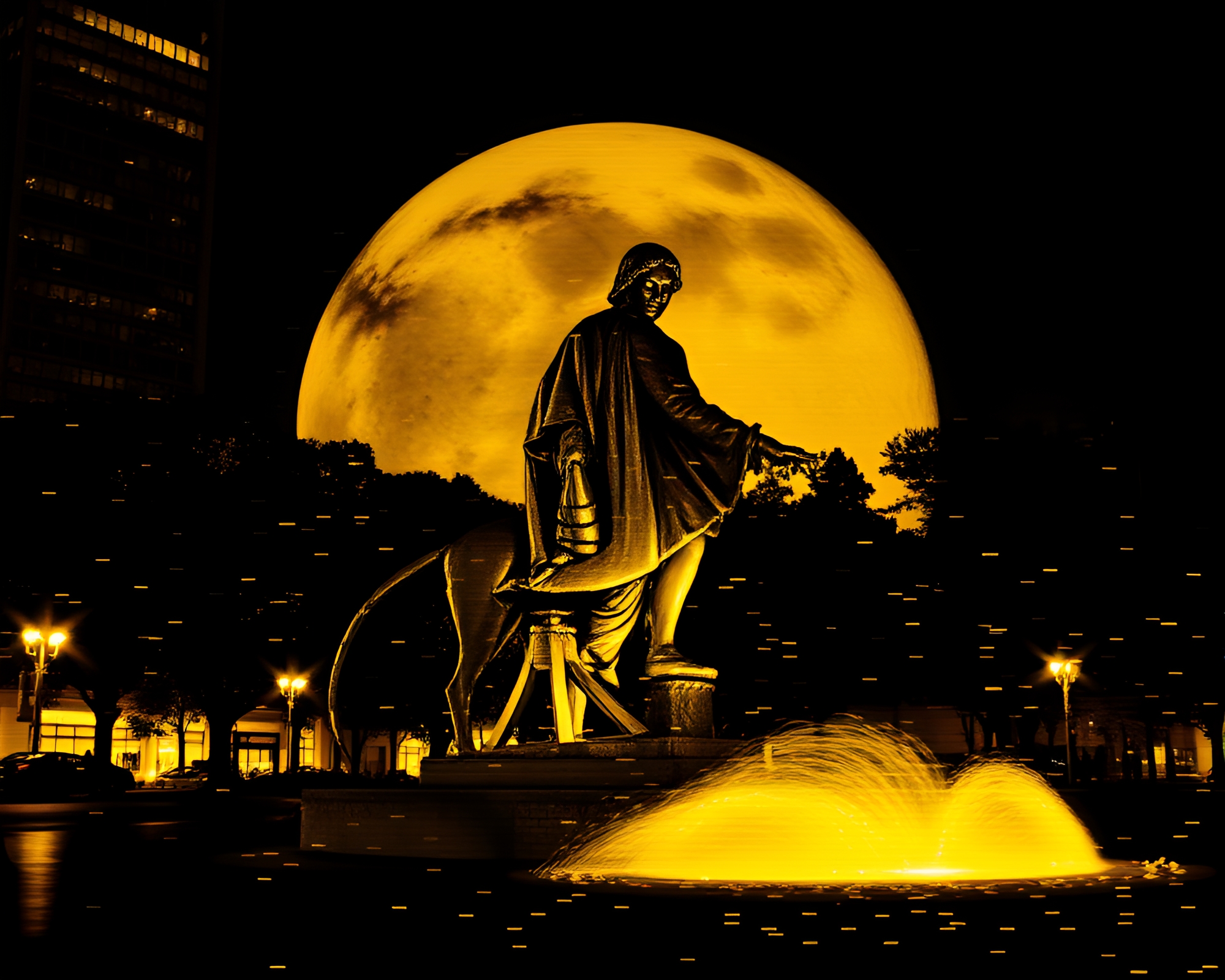 Monochrome Statue in Savannah Gold Light – free AI stock image