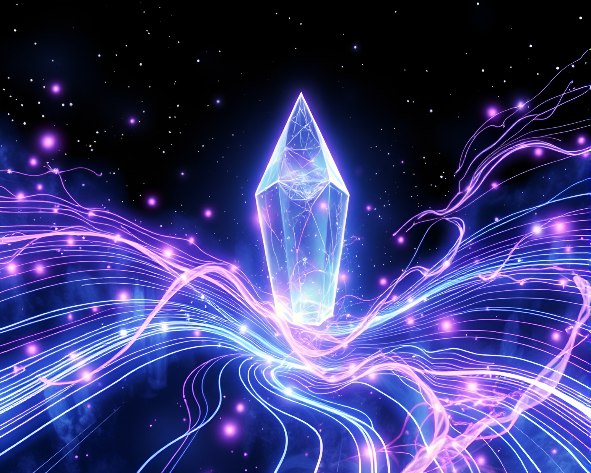 Floating Crystal Sorcery in Pop Art Etching Lines – free AI stock image